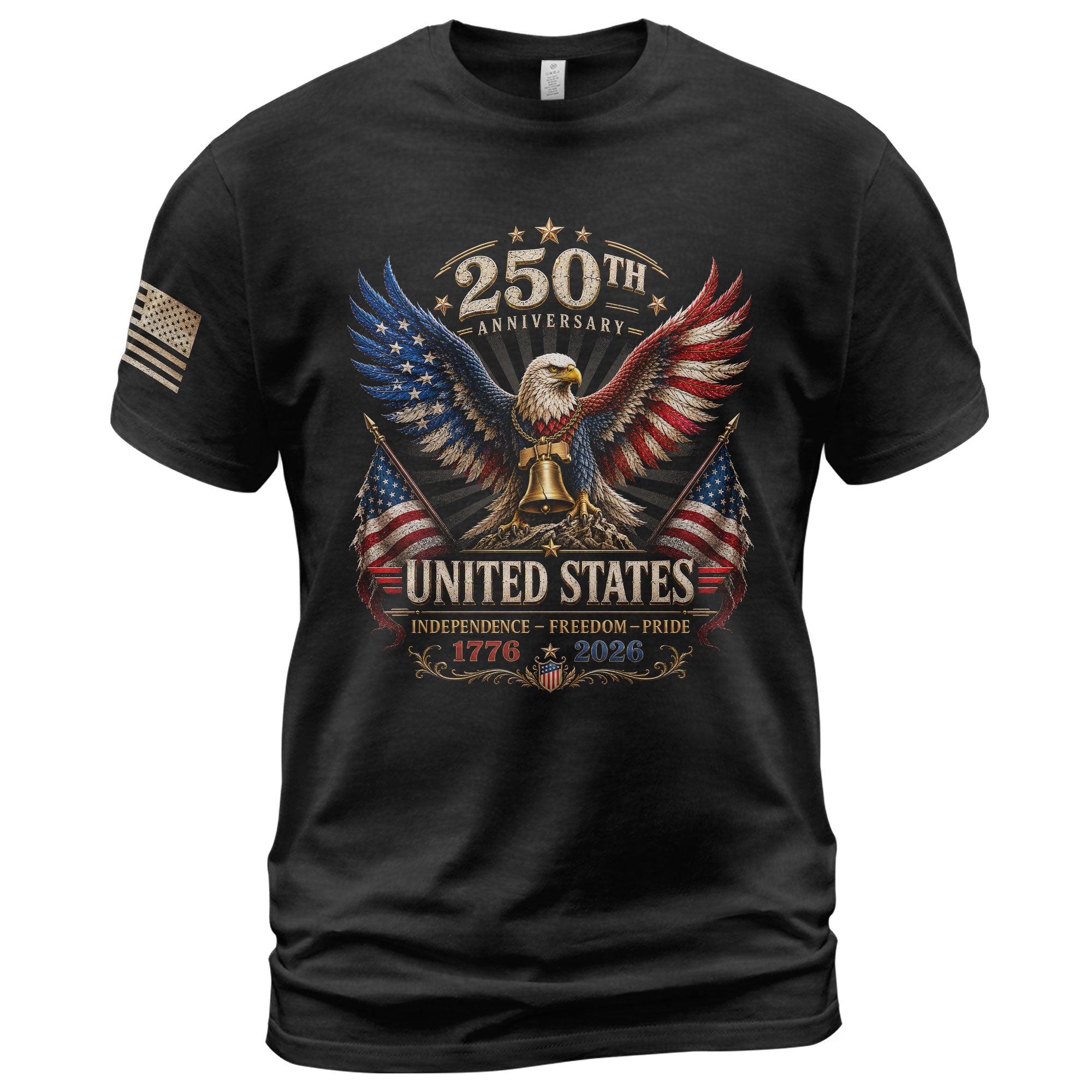 Patriotic Eagle Flag Shirt 250th Anniversary 1776-2026 United States Graphic Tee Apparel - Rust Field Wear