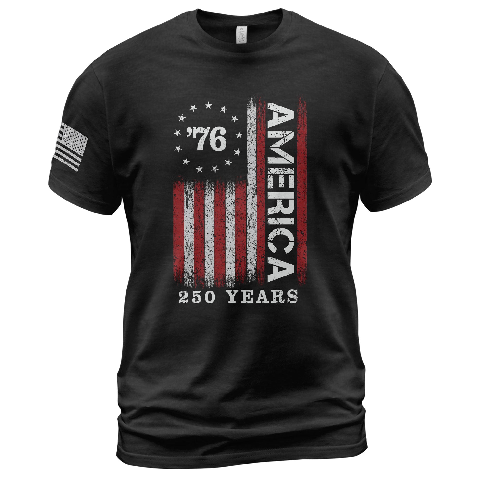 Classic Retro Style American Flag 76 Apparel Patriotic Graphic T-Shirt Holiday Wear - Rust Field Wear