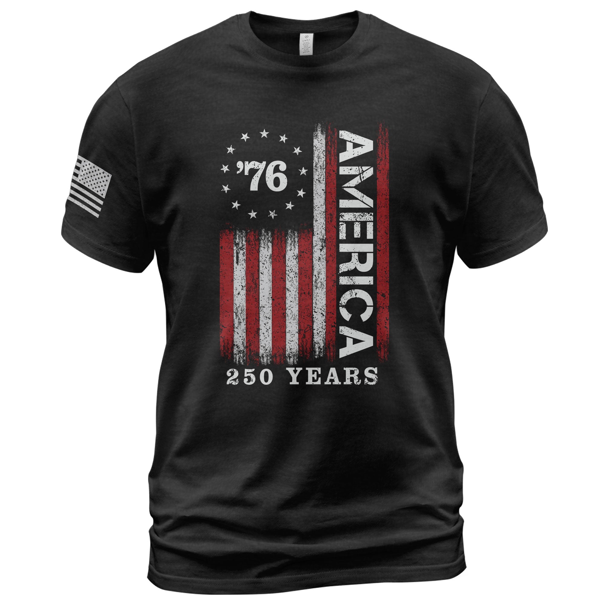 Classic Retro Style American Flag 76 Apparel Patriotic Graphic T-Shirt Holiday Wear - Rust Field Wear