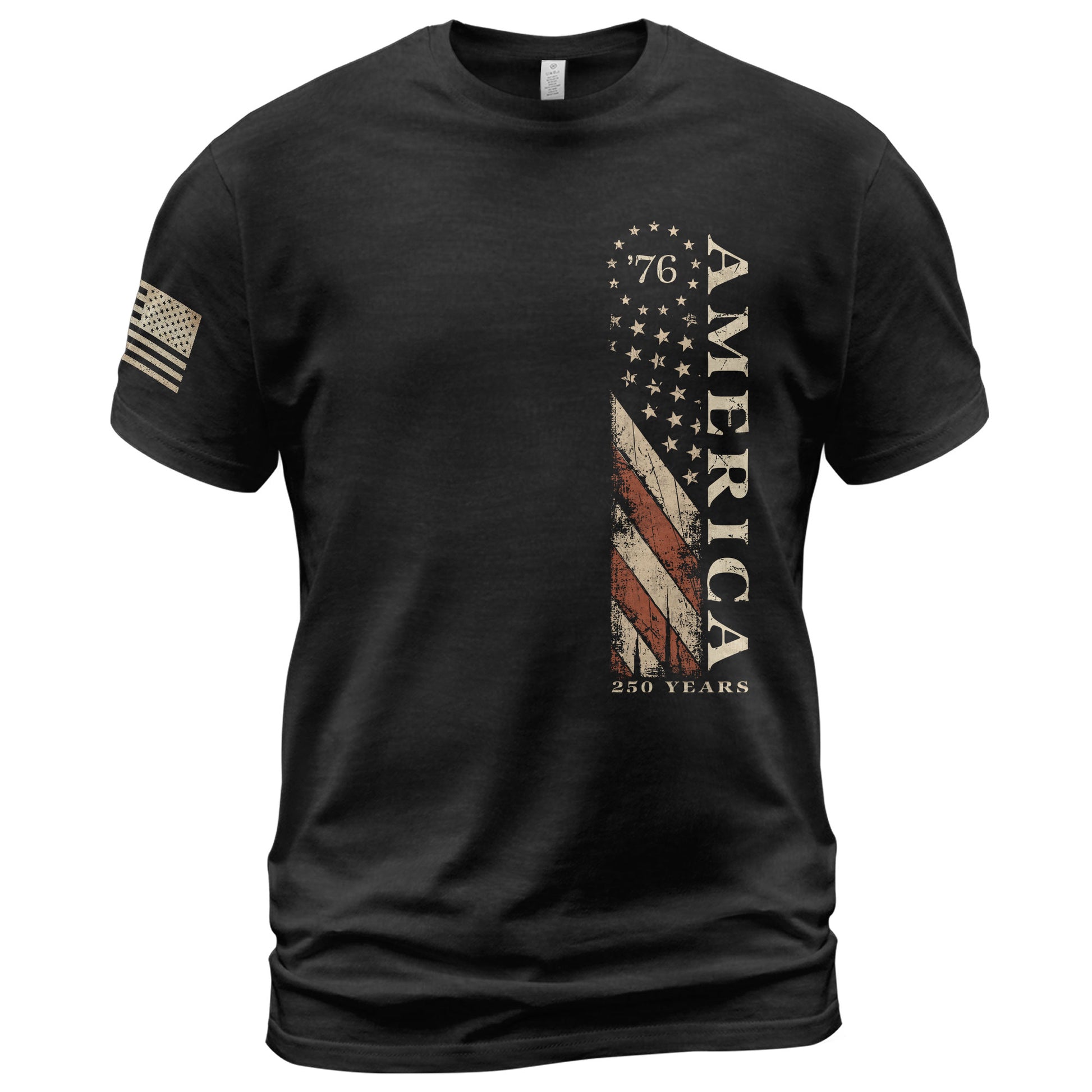 Vertical Flag America 76 T-Shirt Patriotic Vintage Style Graphic Tee Casual Shirt - Rust Field Wear