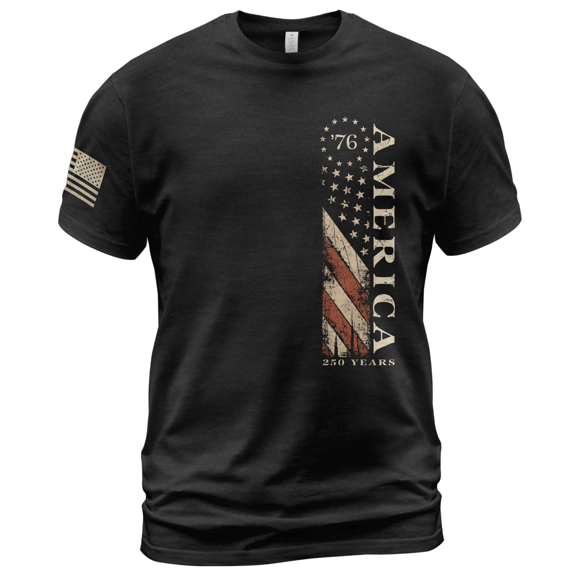 Vertical Flag America 76 T-Shirt Patriotic Vintage Style Graphic Tee Casual Shirt - Rust Field Wear