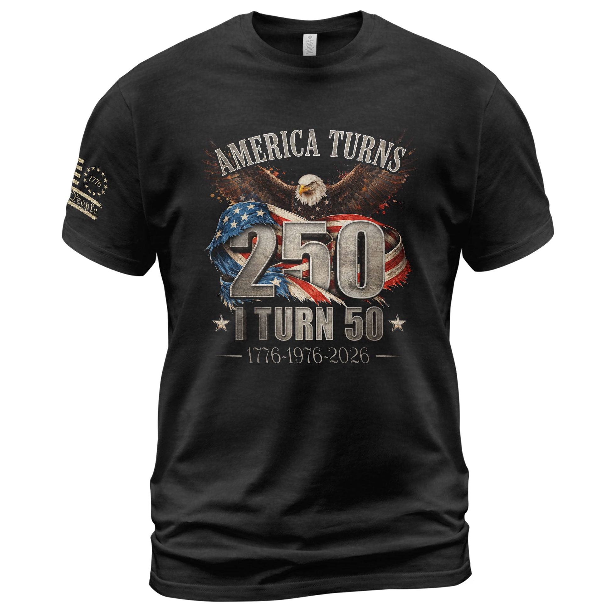 America Turns 250 I Turn 50 Shirt 1976 Vintage 50th Birthday Eagle Patriotic Tee Gift - Rust Field Wear