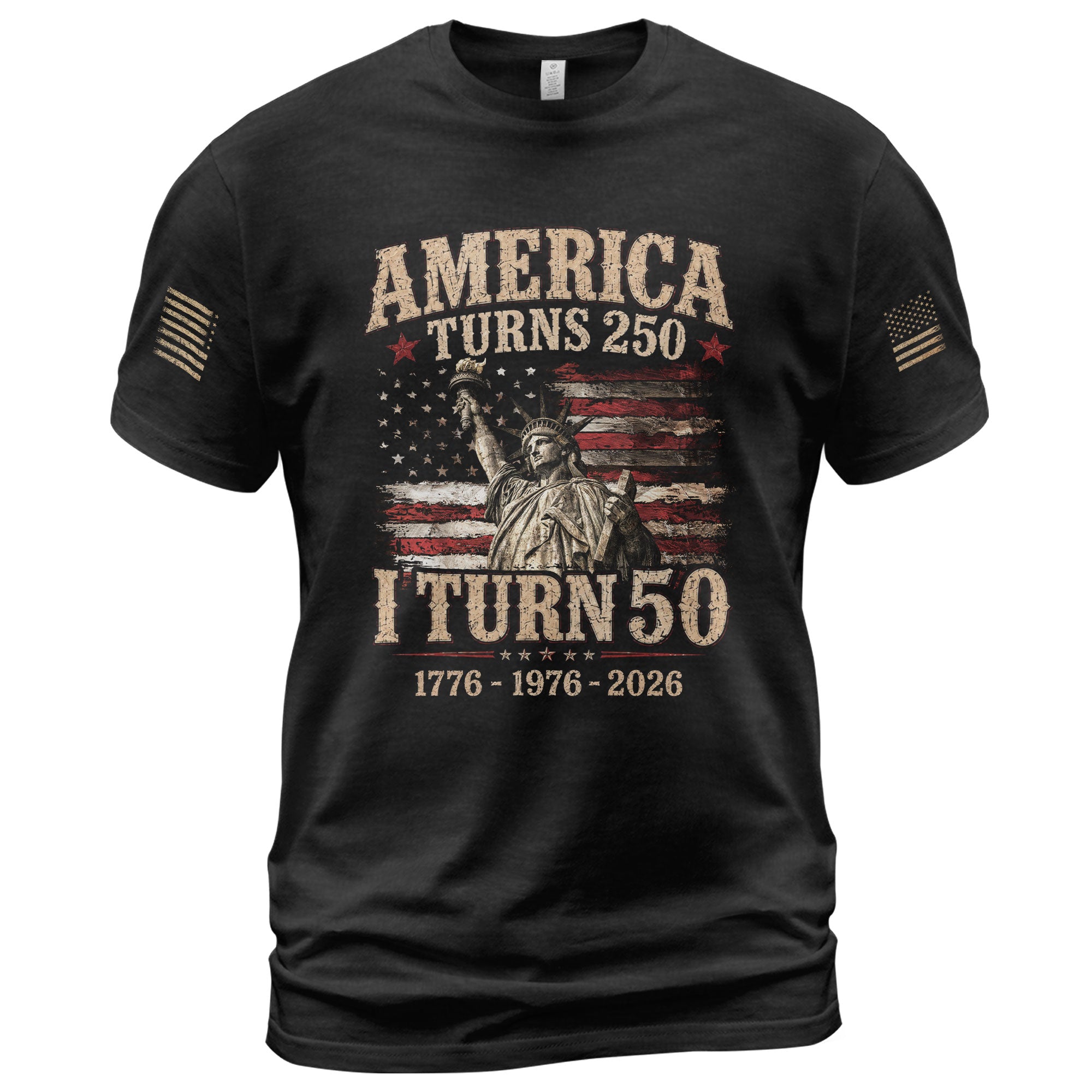 Vintage 50th Birthday Shirt Patriotic American Flag Graphic T-Shirt Gift 1976-2026 - Rust Field Wear