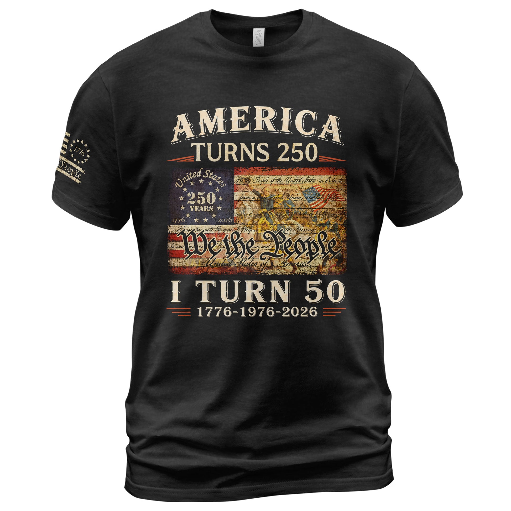 Golden 50th Birthday Shirt Patriotic Historical Art T-Shirt Gift Born in 1976 2026 - Rust Field Wear