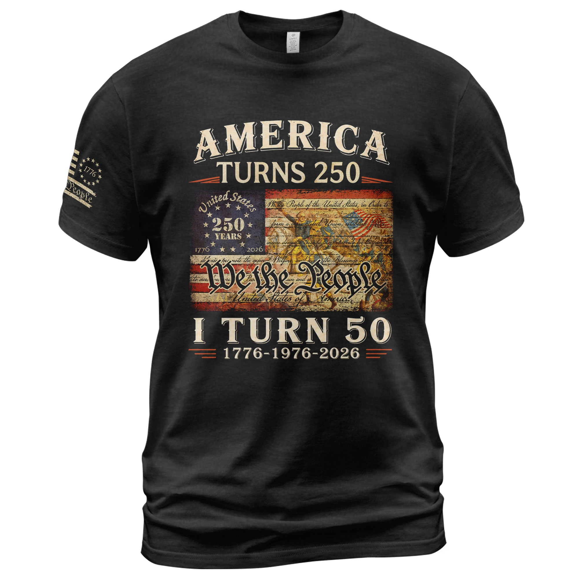 Golden 50th Birthday Shirt Patriotic Historical Art T-Shirt Gift Born in 1976 2026 - Rust Field Wear