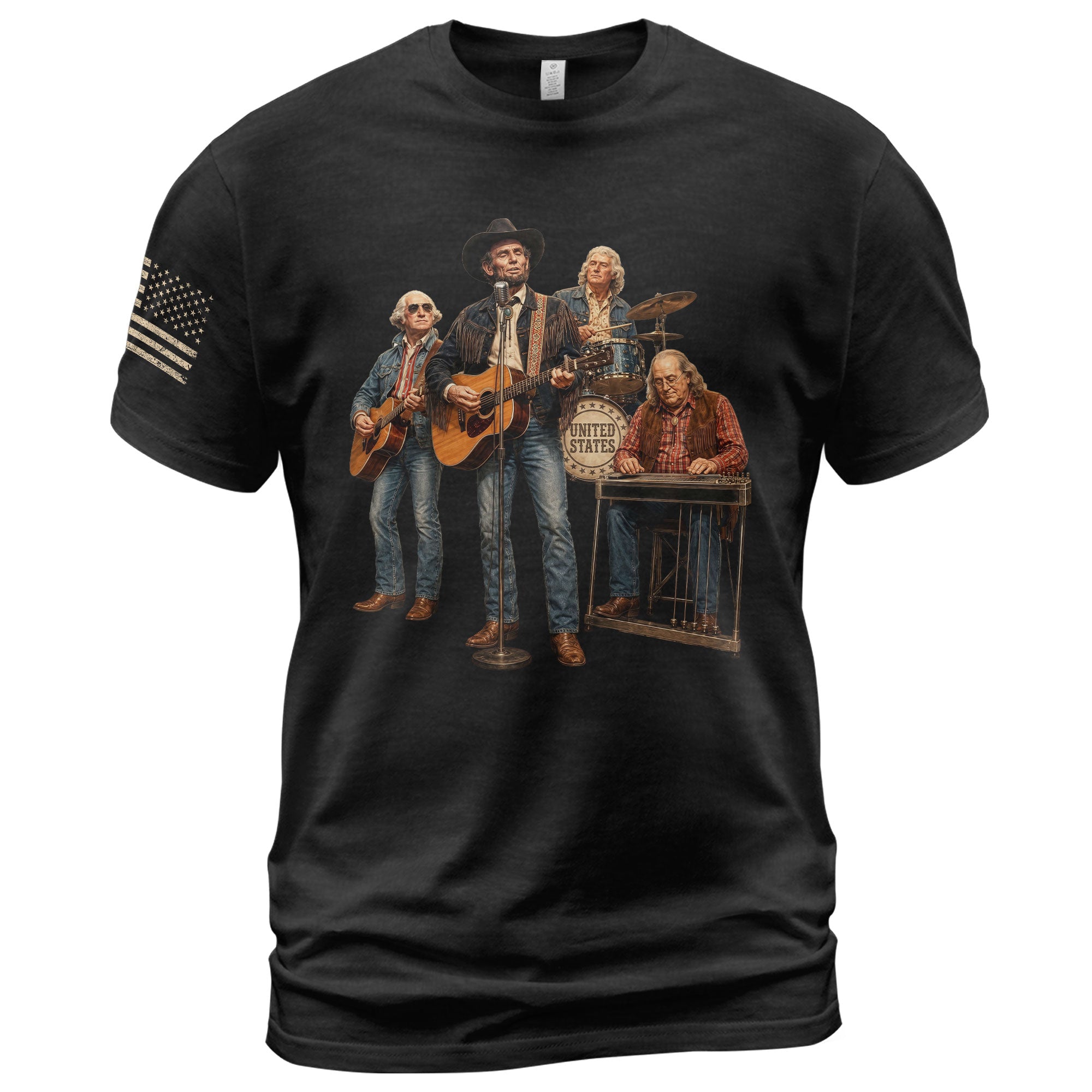 Abraham Lincoln Country Band T-Shirt - Patriotic Vintage Graphic Style Apparel - Rust Field Wear