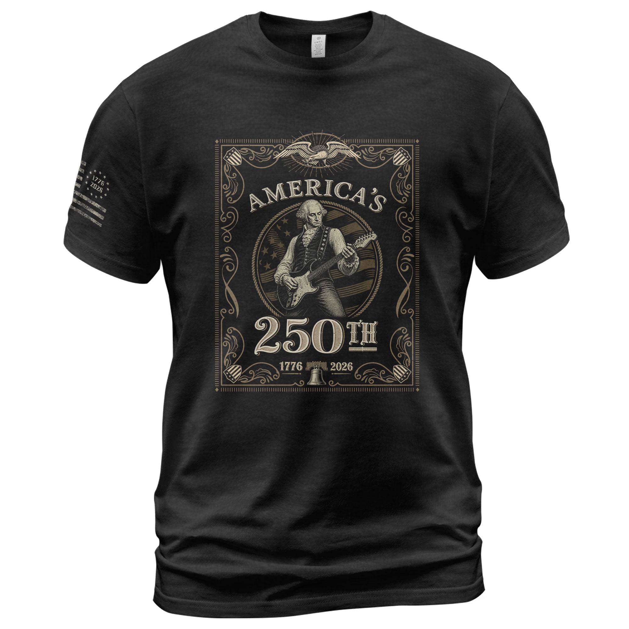 George Washington Playing Guitar 250 Years Patriotic Independence Day 2D Shirt - Rust Field Wear