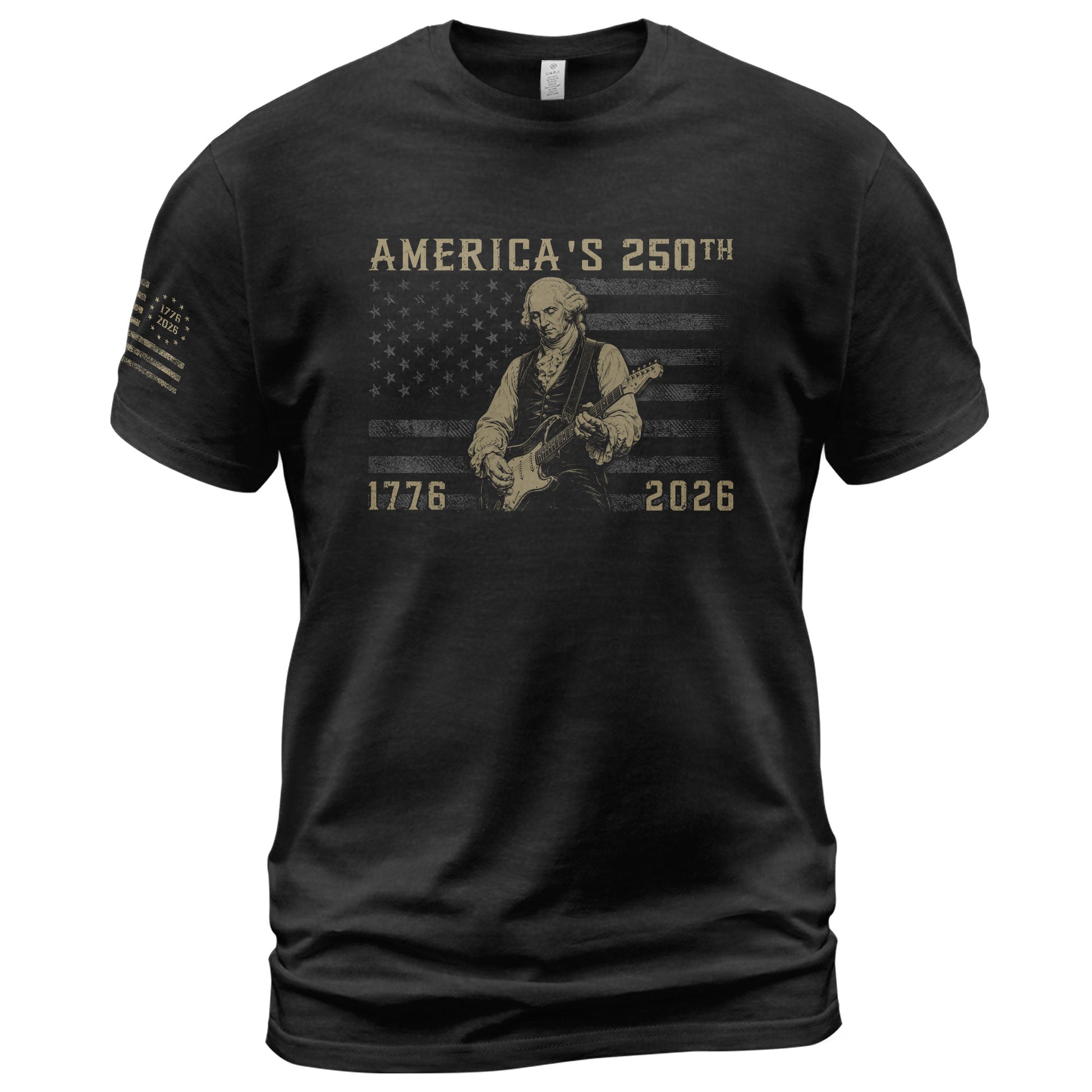 America's 250th George Washington Playing Guitar Patriotic Flag 1776-2026 Shirt - Rust Field Wear
