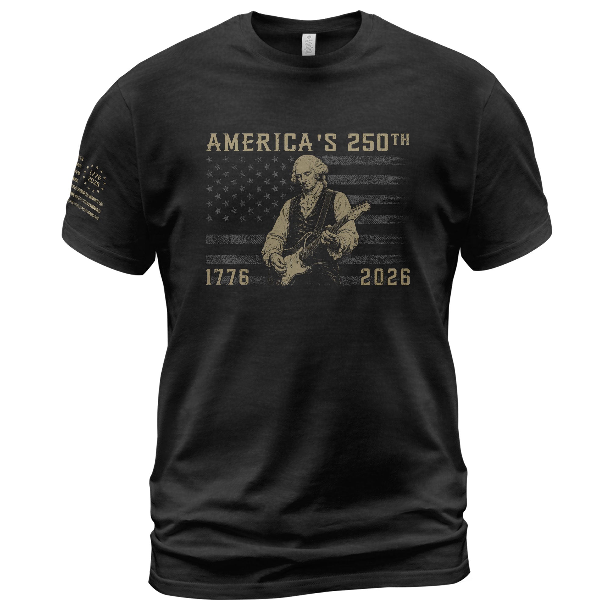America's 250th George Washington Playing Guitar Patriotic Flag 1776-2026 Shirt - Rust Field Wear