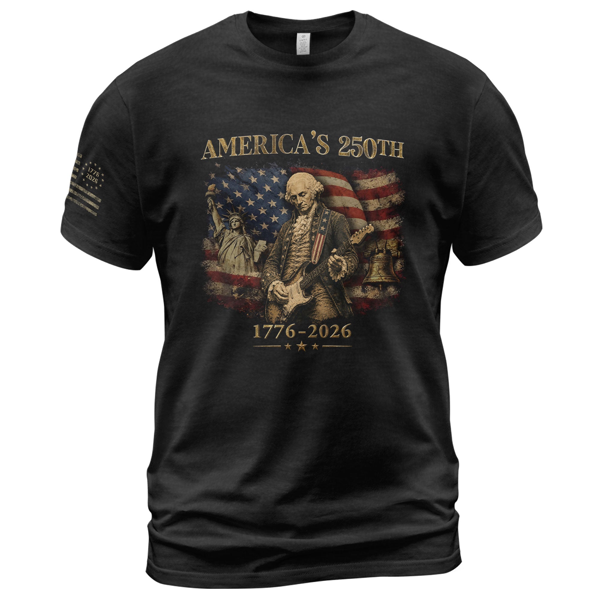 America's 250th George Washington Guitar Patriotic Flag 1776-2026 Independence Shirt - Rust Field Wear