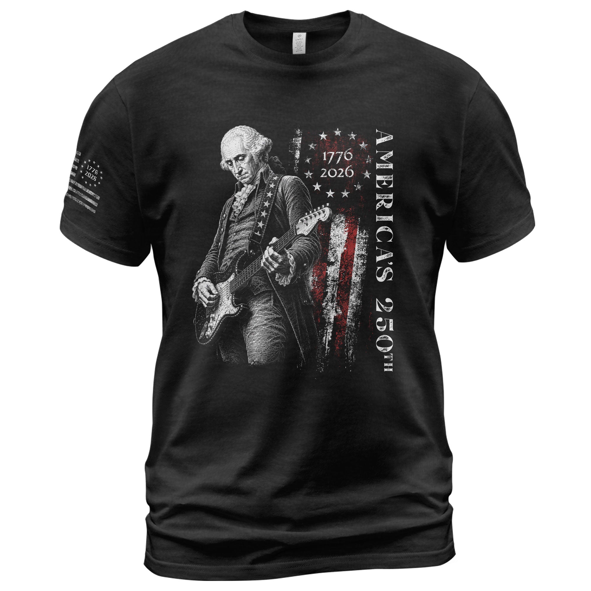 America's 250th George Washington Playing Guitar Patriotic Flag 1776-2026 T-Shirt - Rust Field Wear