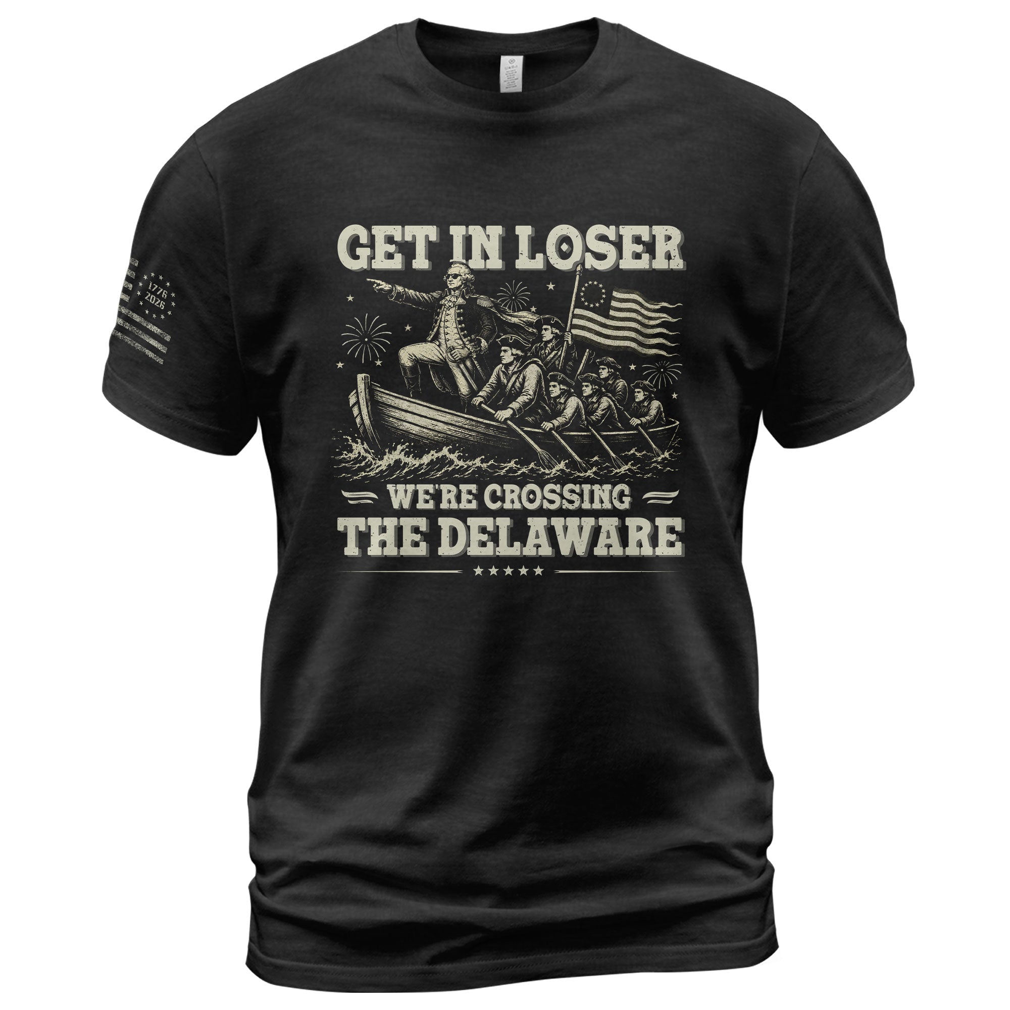 Get In Loser We're Crossing The Delaware Graphic Tee - Patriotic Washington History Shirt - Rust Field Wear