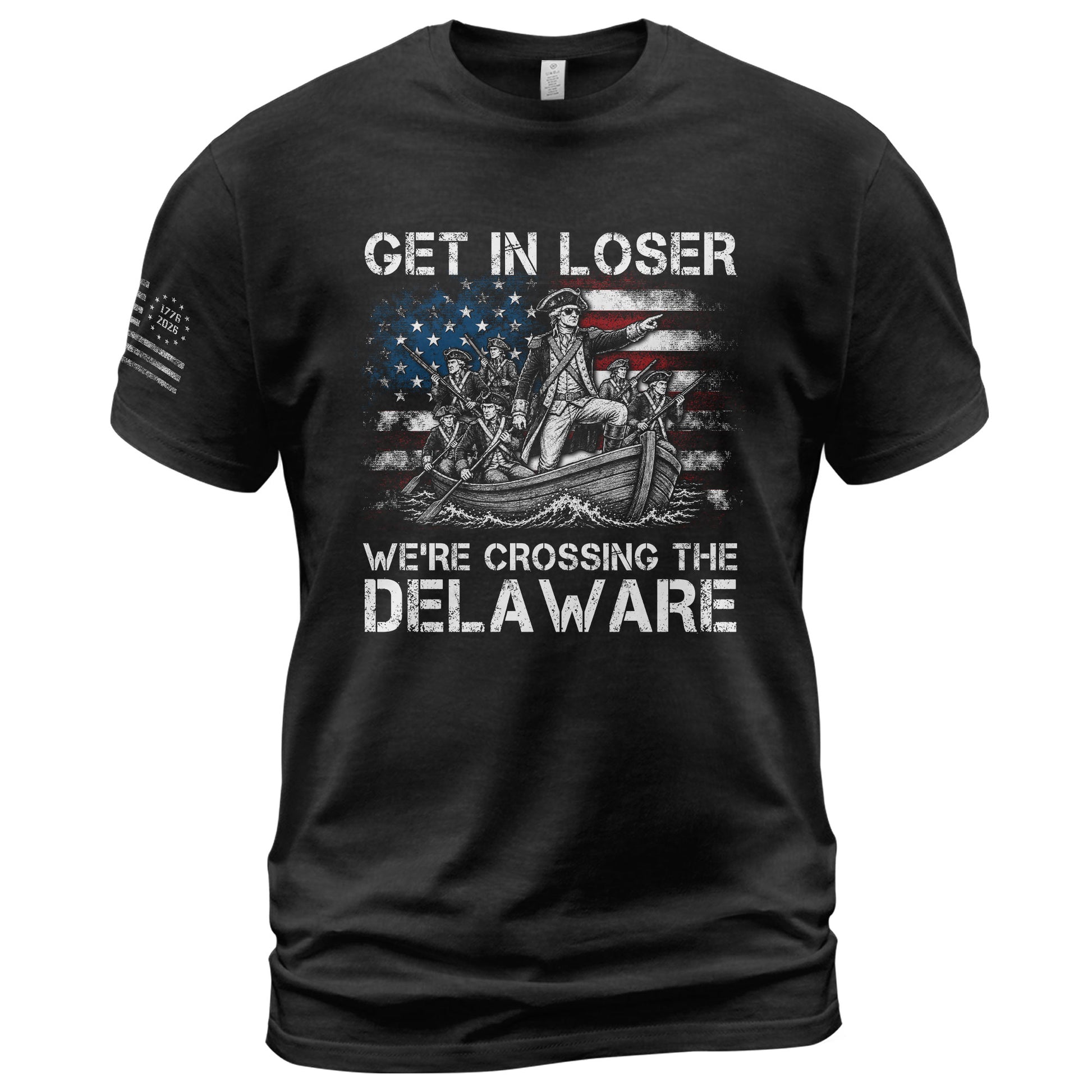 Washington Crossing The Delaware Graphic Tee - Get In Loser Patriotic History Shirt - Rust Field Wear