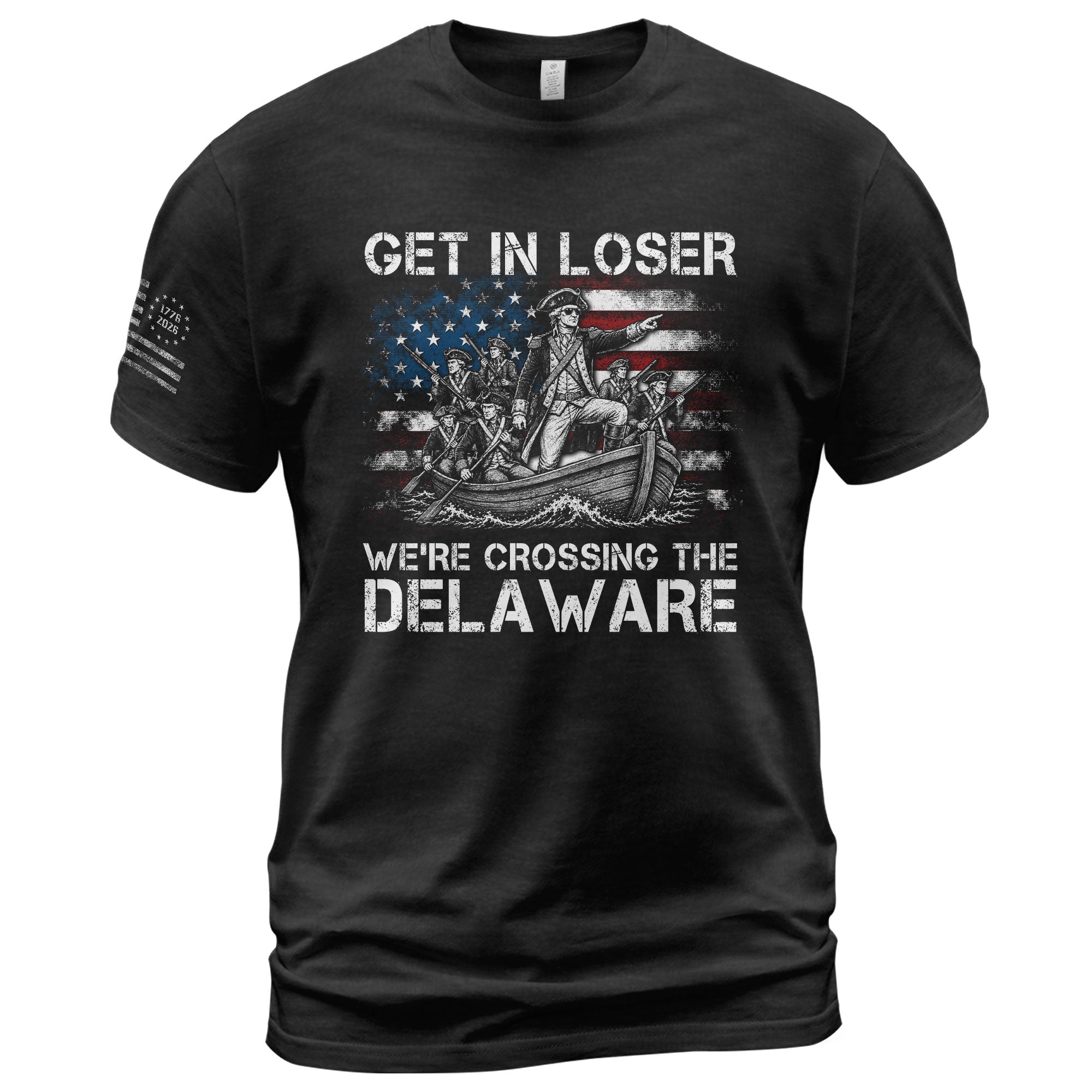 Washington Crossing The Delaware Graphic Tee - Get In Loser Patriotic History Shirt - Rust Field Wear