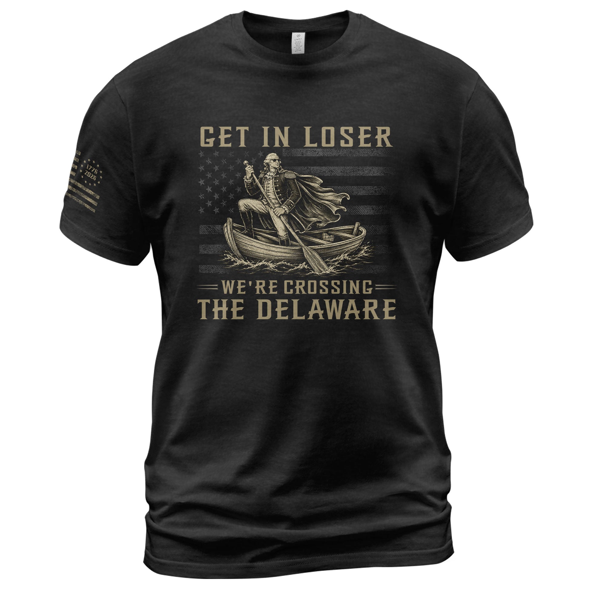 Patriotic Delaware River Crossing Tee - Get In Loser Washington Graphic Men's Shirt - Rust Field Wear