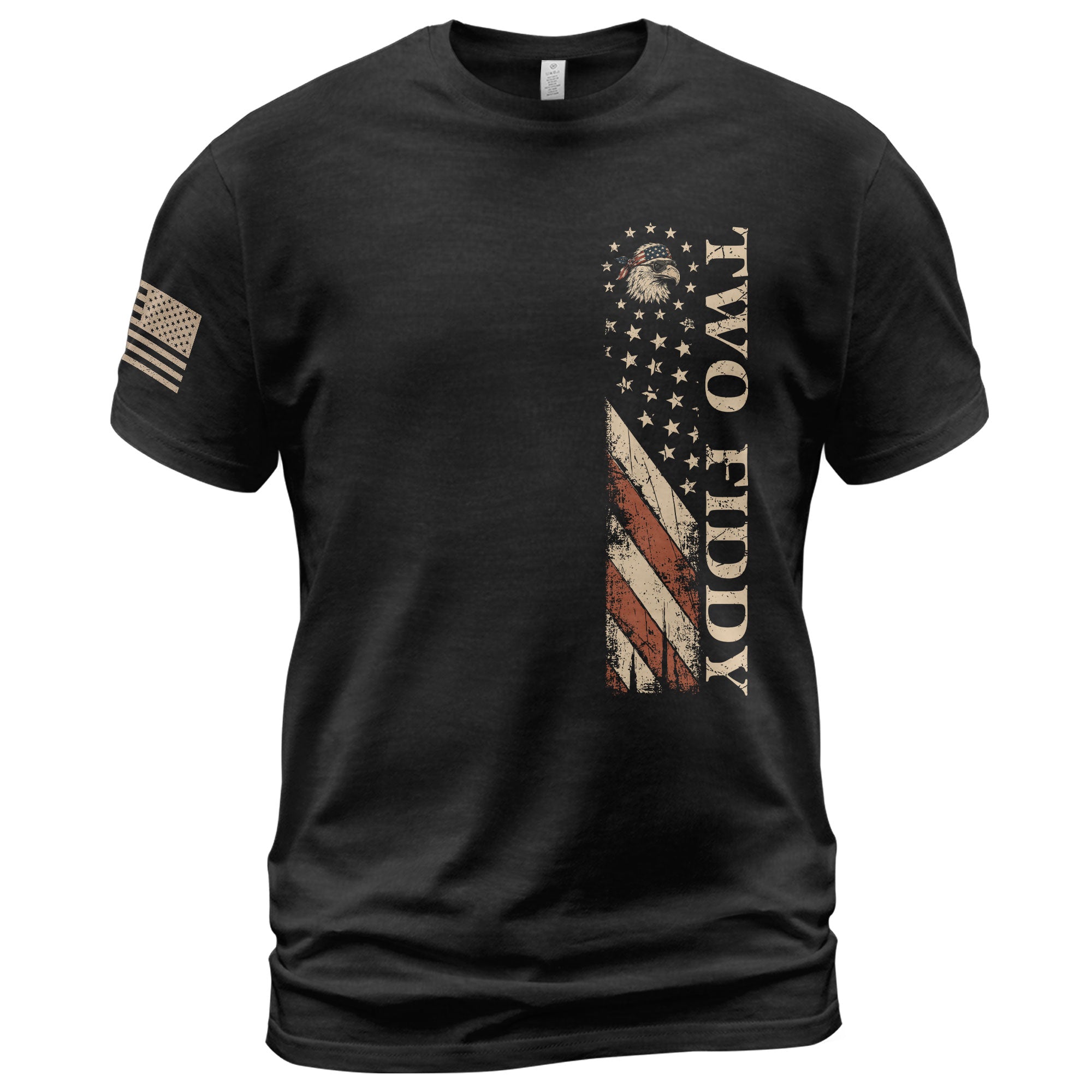 Two Fiddy Vertical Flag Graphic Tee - Minimalist Patriotic 250th Anniversary Cotton Shirt - Rust Field Wear