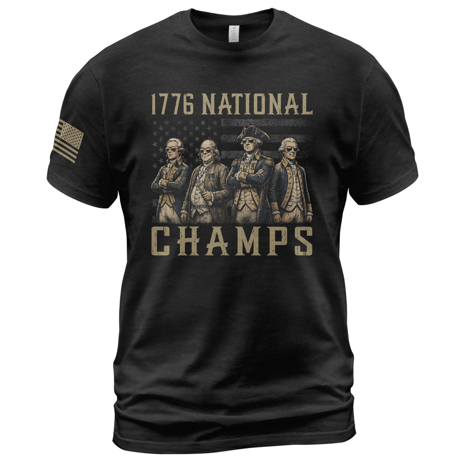 1776 National Champs T-Shirt - Unique Founding Fathers Patriotic History Graphic Tee - Rust Field Wear