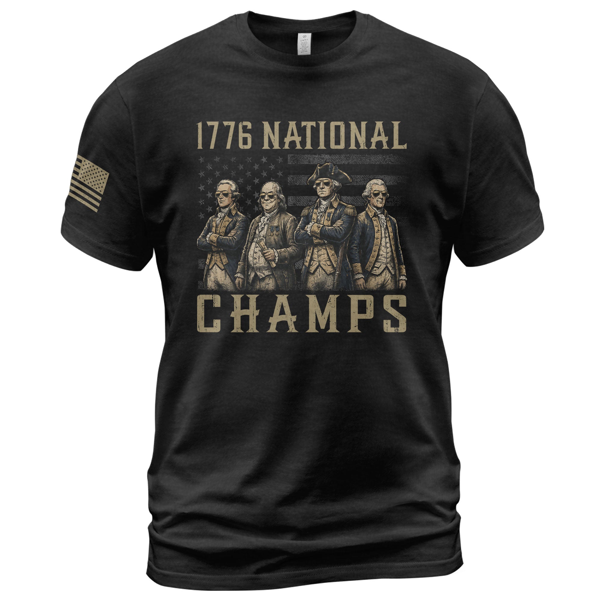 1776 National Champs T-Shirt - Unique Founding Fathers Patriotic History Graphic Tee - Rust Field Wear