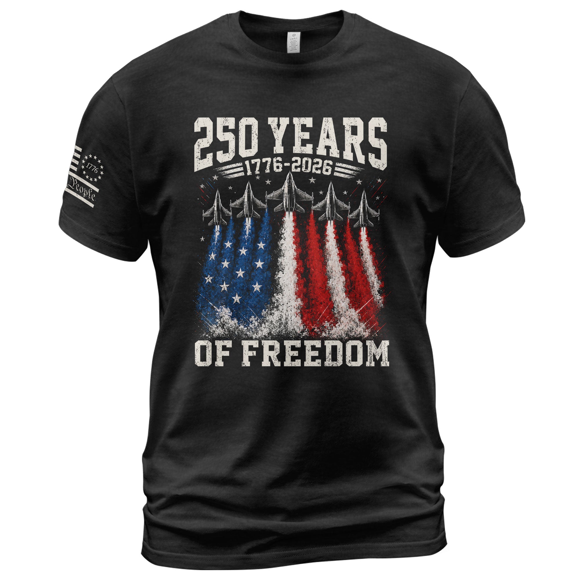 Commemorative 250 Years Freedom Tee - Vintage Fighter Jet Patriotic Cotton Shirt - Rust Field Wear