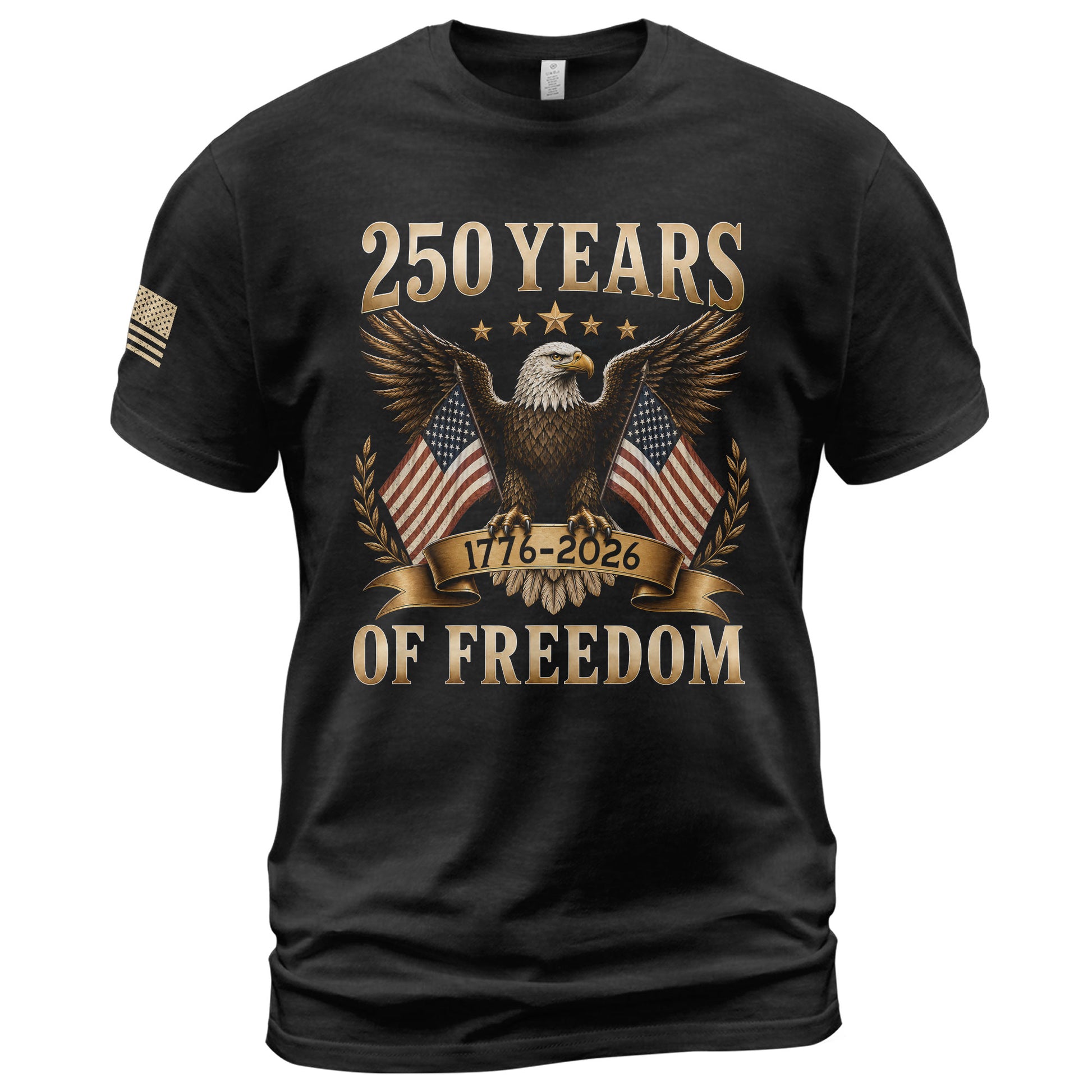 250 Years Of Freedom Graphic Tee - Classic Patriotic Eagle American Flag Cotton Shirt - Rust Field Wear