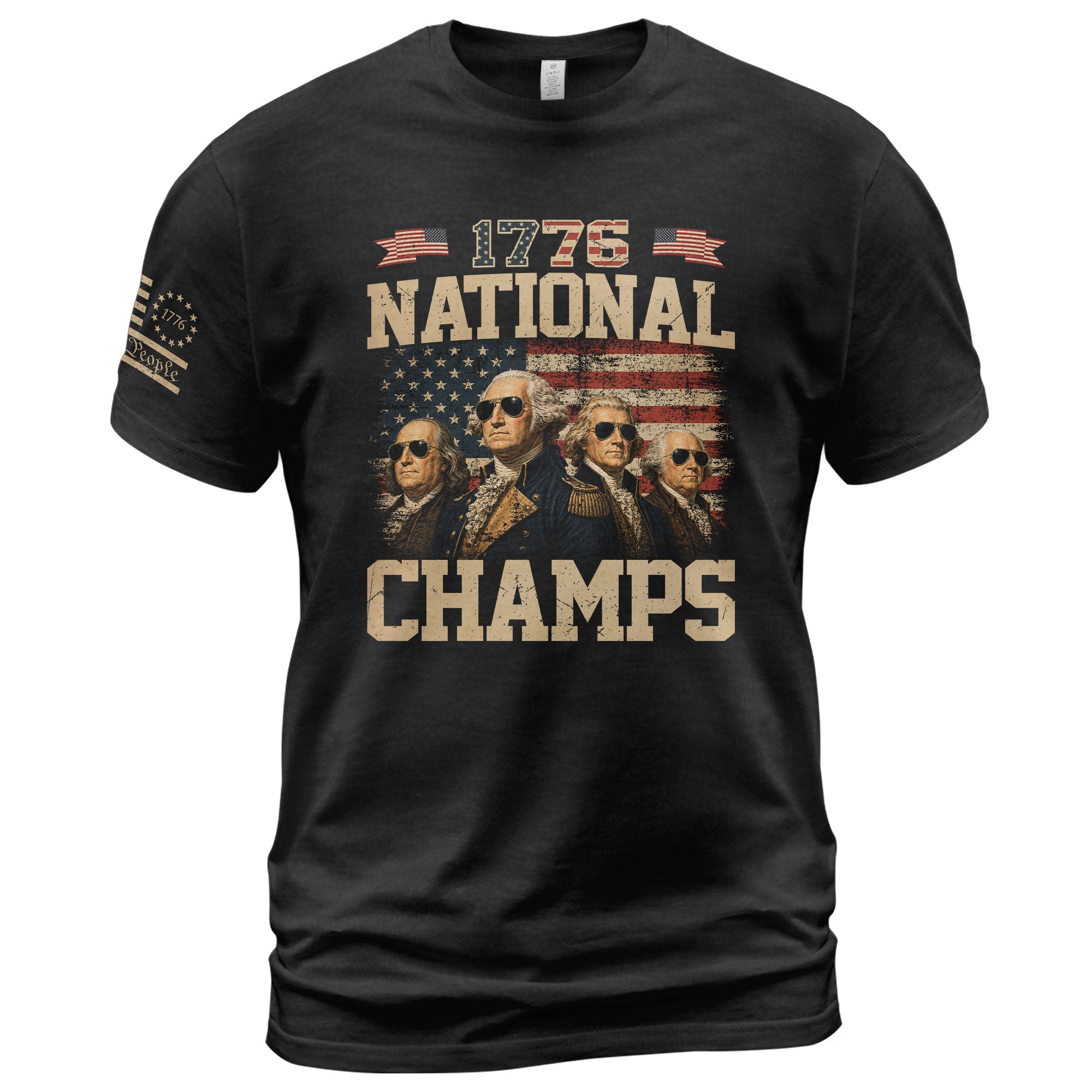 1776 National Champs Graphic T-Shirt Patriotic Founding Fathers Vintage Style Casual Tee - Rust Field Wear