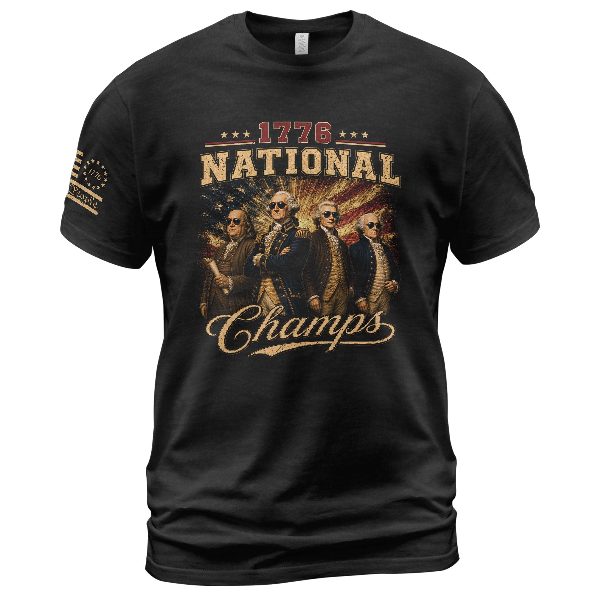 1776 National Champs Patriotic Graphic T-Shirt Founding Fathers Vintage Style Casual Apparel - Rust Field Wear