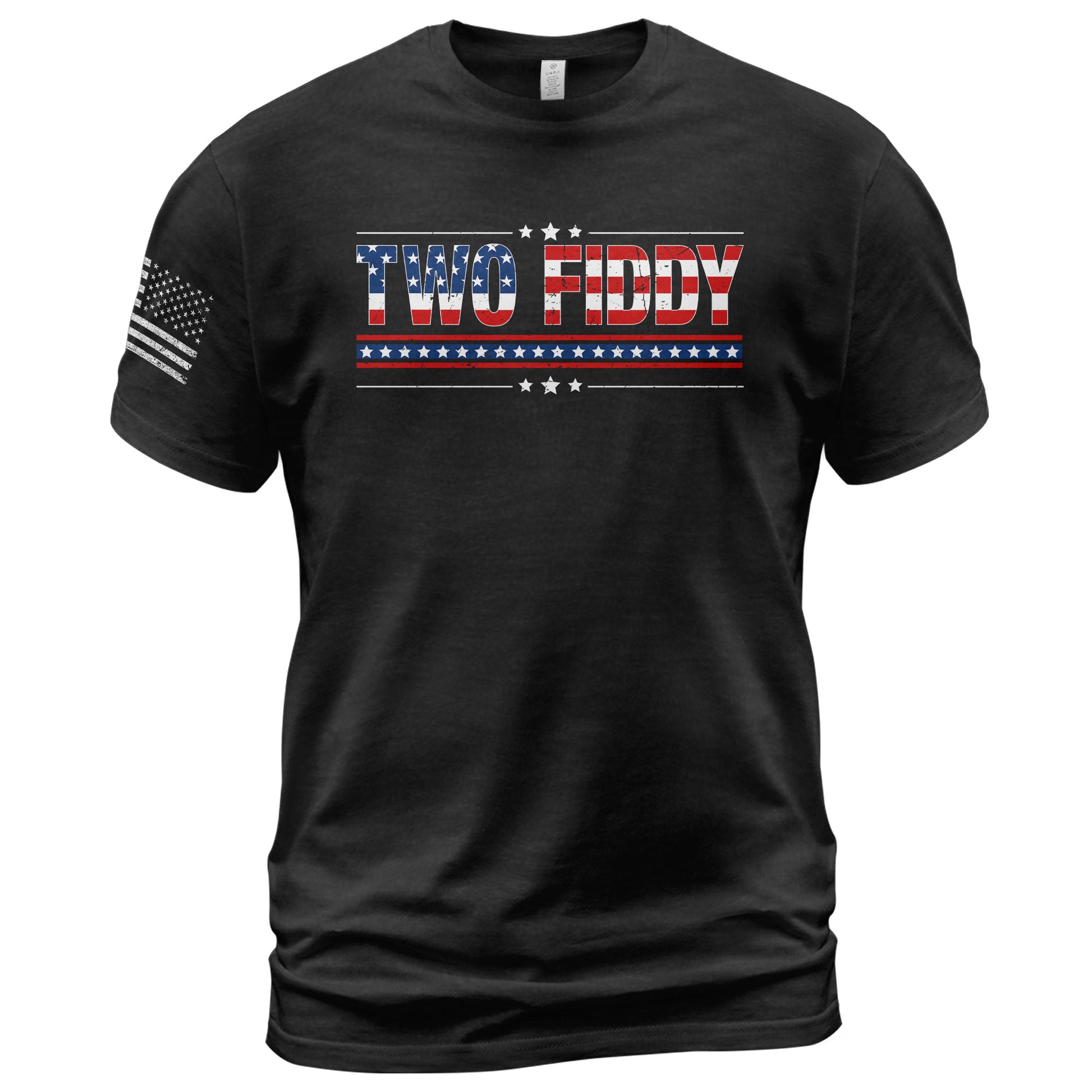 Two Fiddy Graphic T-Shirt Patriotic American Flag Design Casual Tee for Men and Women - Rust Field Wear