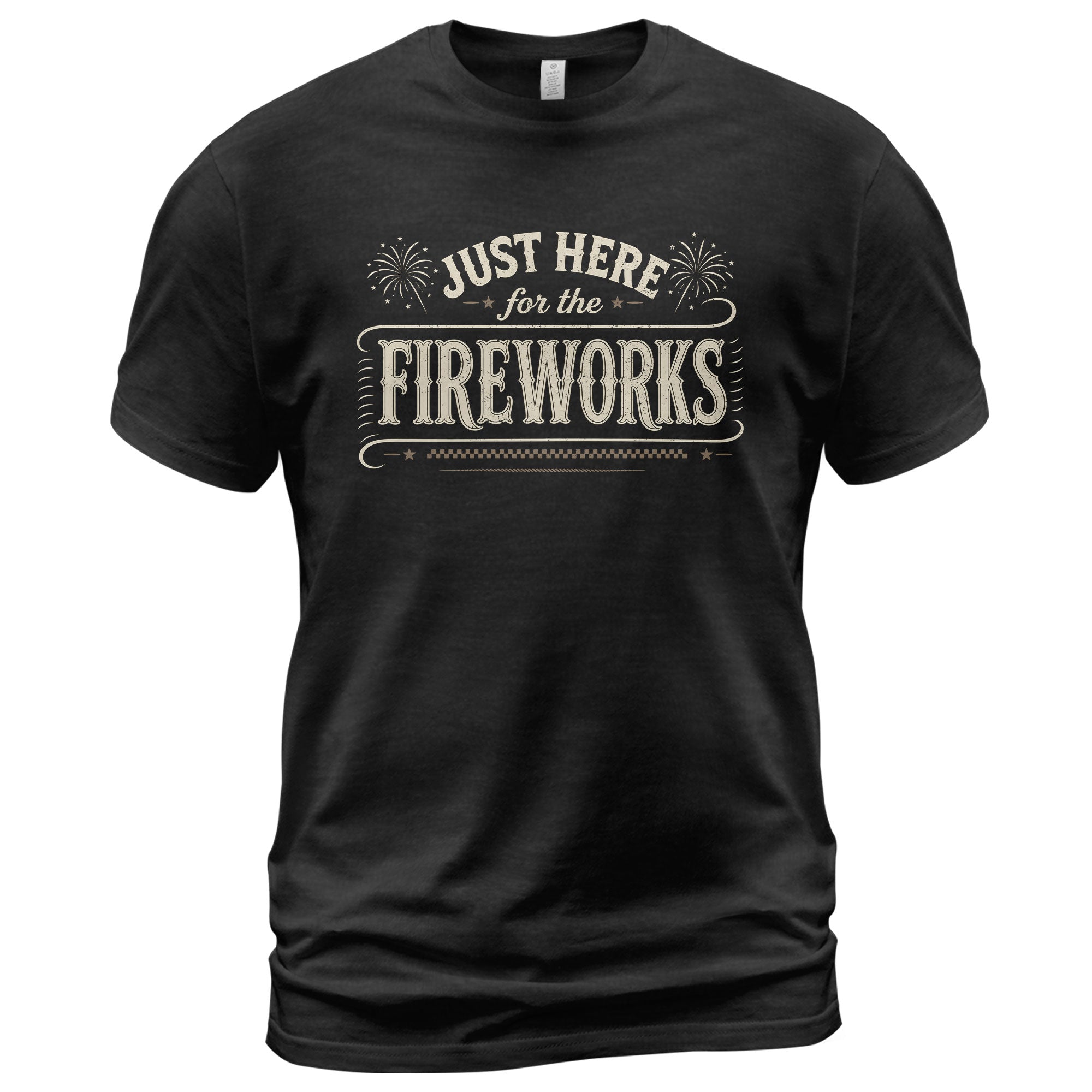 Just Here for The Fireworks Shirt Funny 4th of July Vintage Patriotic Typography Tee - Rust Field Wear