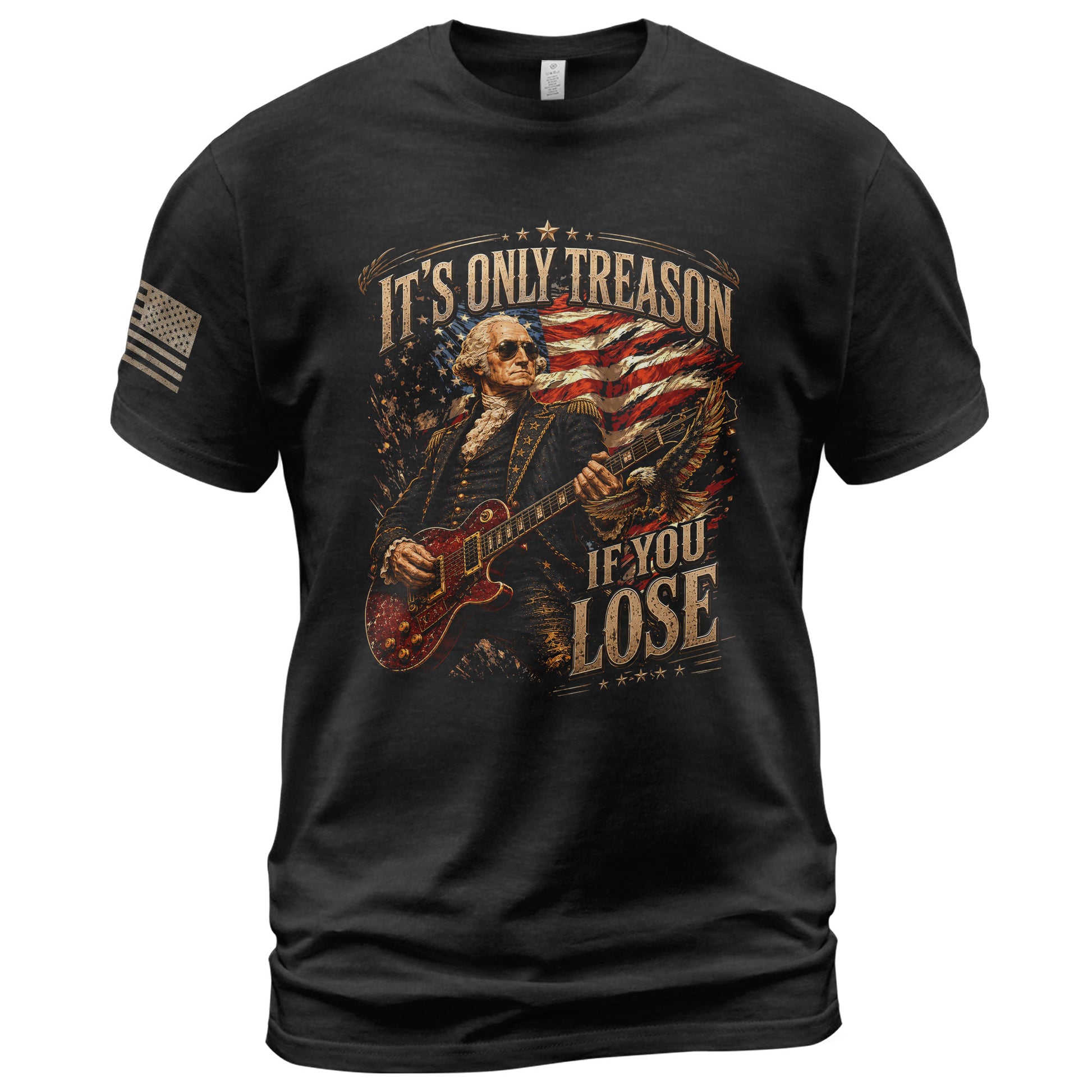 It’s Only Treason If You Lose T-Shirt - Patriotic George Washington Guitar Graphic Tee - Rust Field Wear