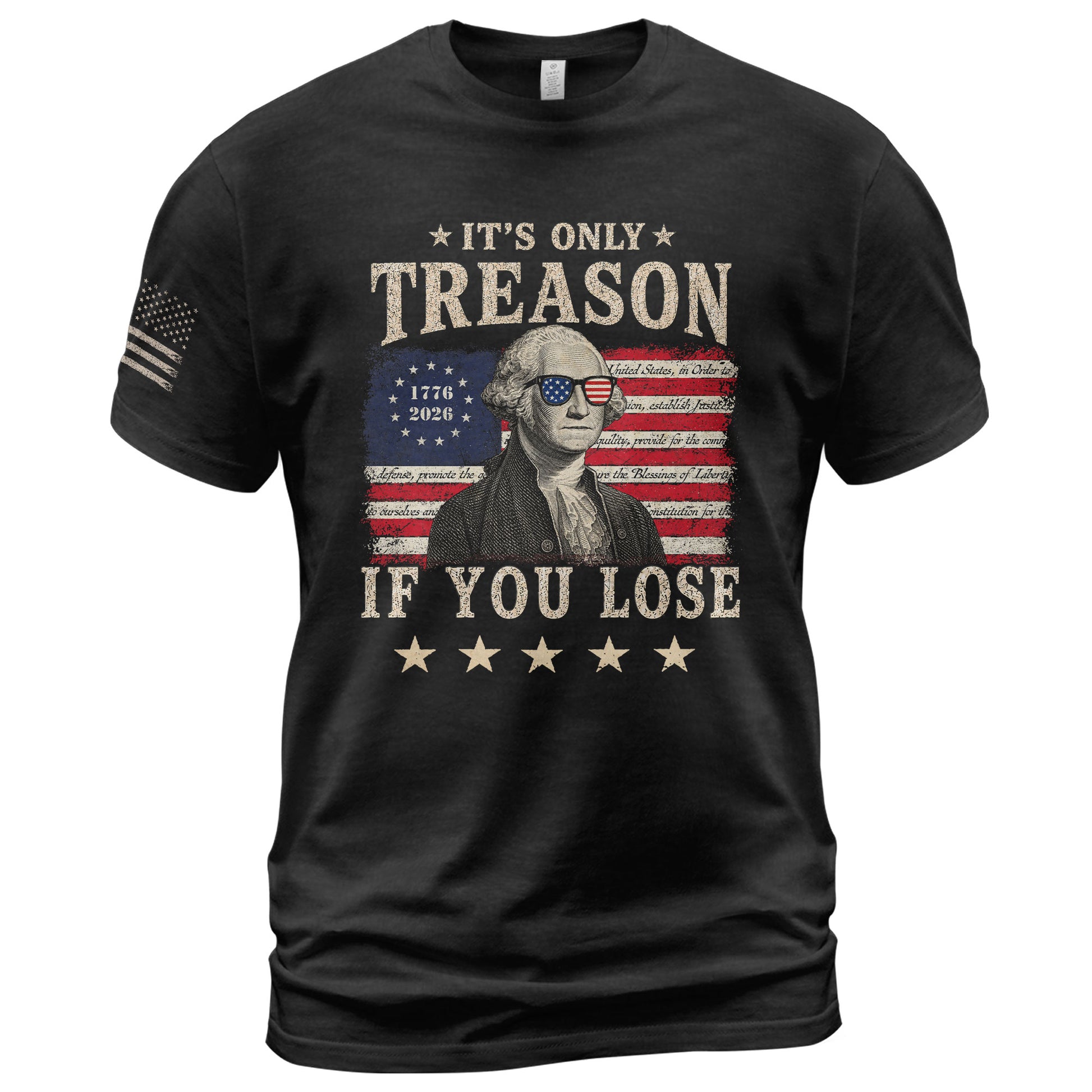 It's Only Treason If You Lose T-Shirt George Washington Patriotic Flag Graphic Tee - Rust Field Wear