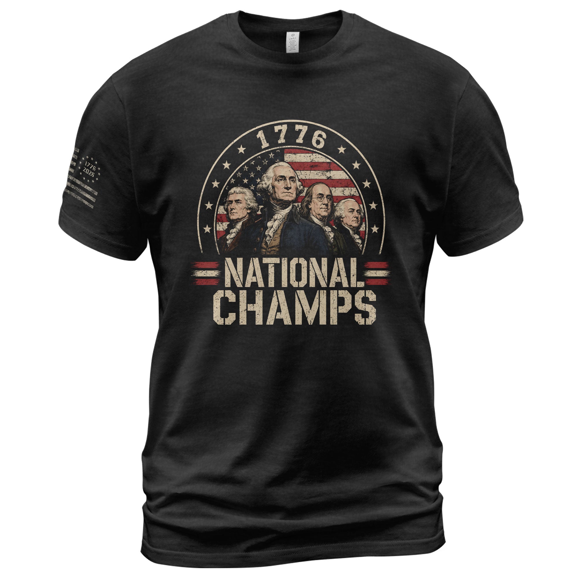 1776 National Champs Graphic Tee - Patriotic Founding Fathers American Flag Shirt - Rust Field Wear