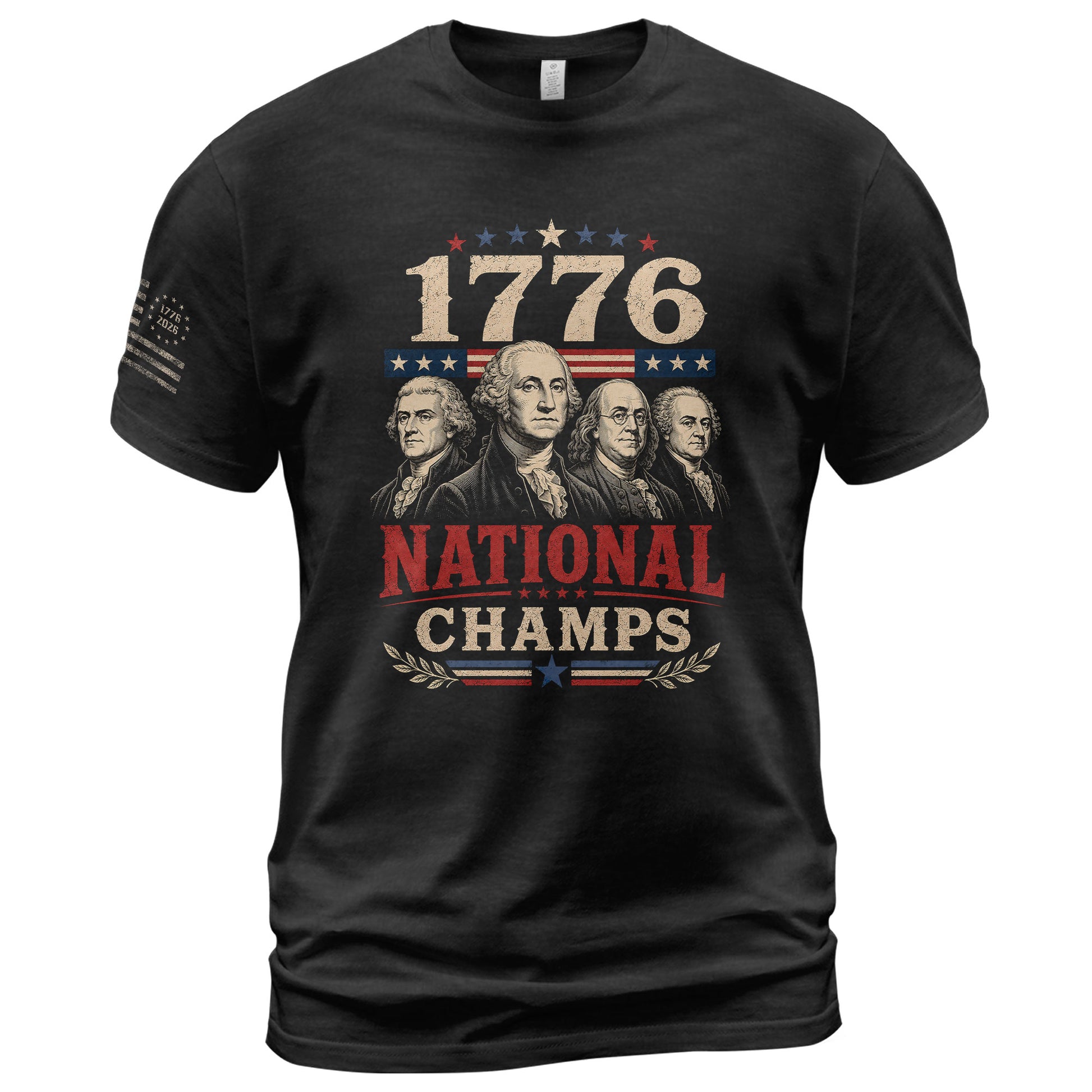 Founding Fathers Graphic Apparel - 1776 National Champs Patriotic Navy T-Shirt - Rust Field Wear