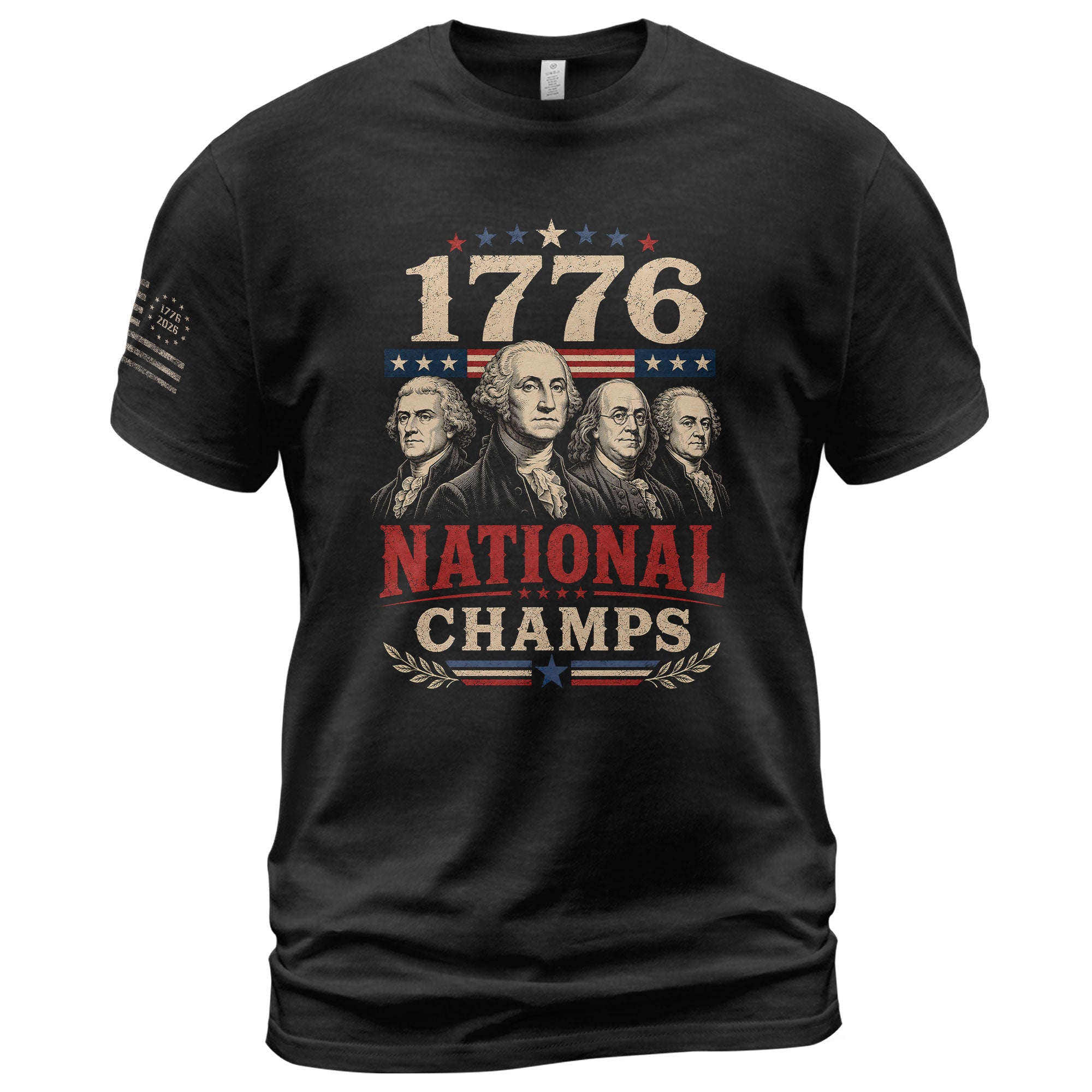 Founding Fathers Graphic Apparel - 1776 National Champs Patriotic Navy T-Shirt - Rust Field Wear