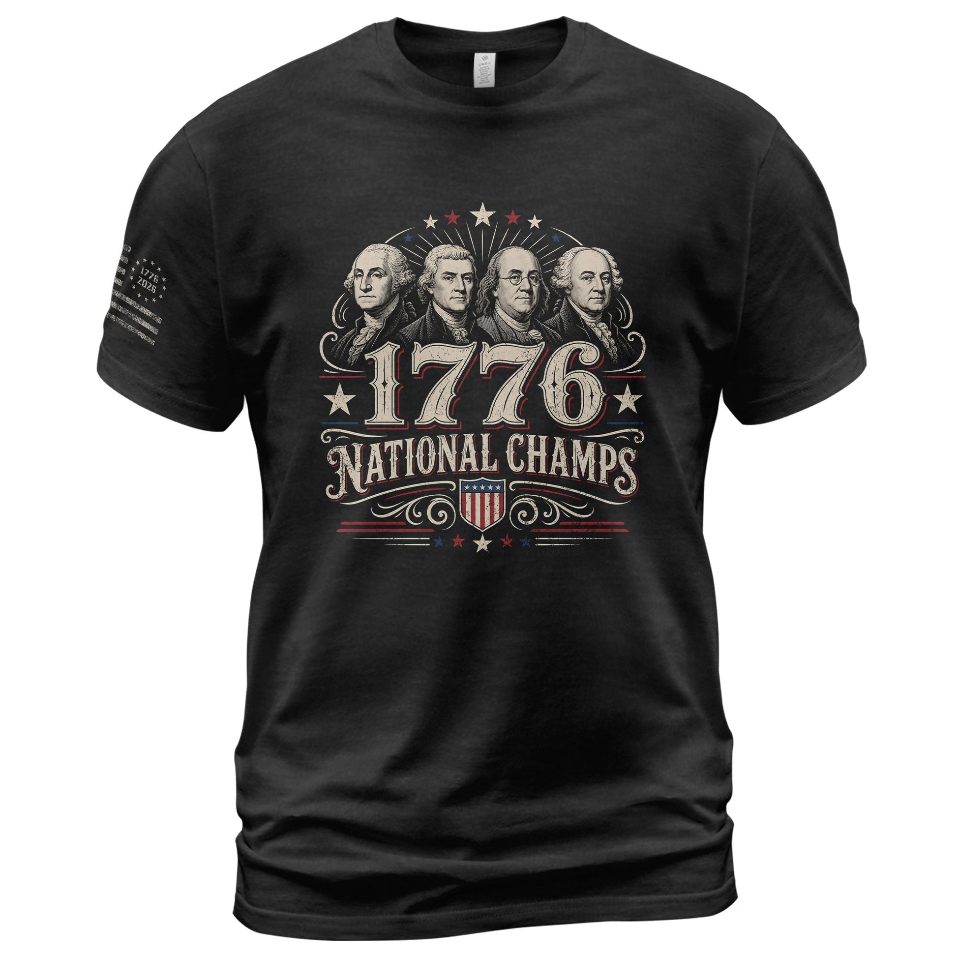 American History Graphic T-Shirt - 1776 National Champs Founding Fathers Design - Rust Field Wear