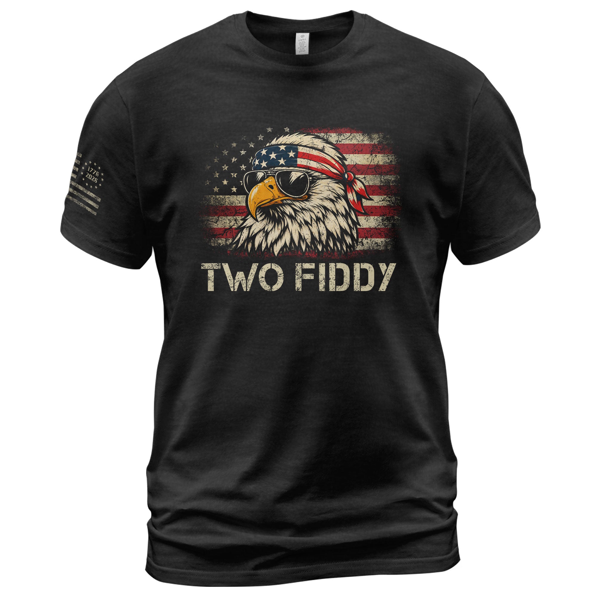 Two Fiddy Eagle Graphic T-Shirt - Vintage American Heritage Patriotic Celebration Tee - Rust Field Wear
