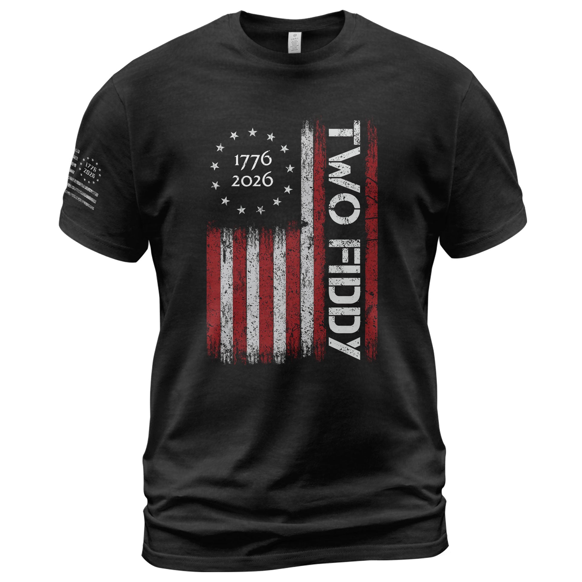 Vintage American Two Fiddy 1776-2026 Flag Graphic Apparel - Patriotic Anniversary Top - Rust Field Wear