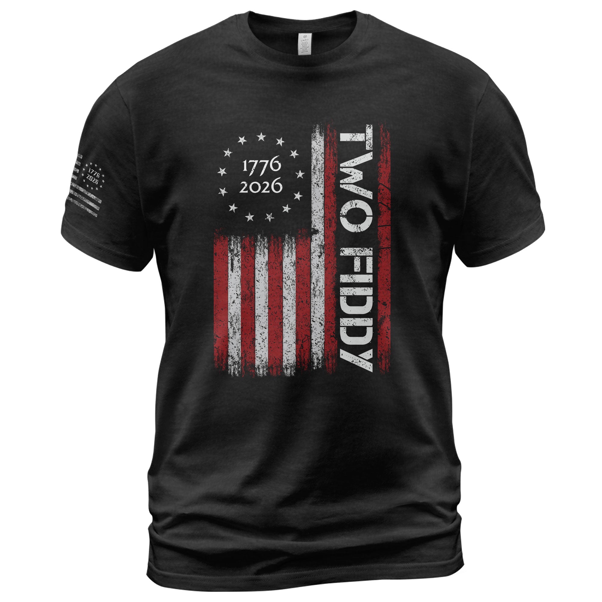 Vintage American Two Fiddy 1776-2026 Flag Graphic Apparel - Patriotic Anniversary Top - Rust Field Wear