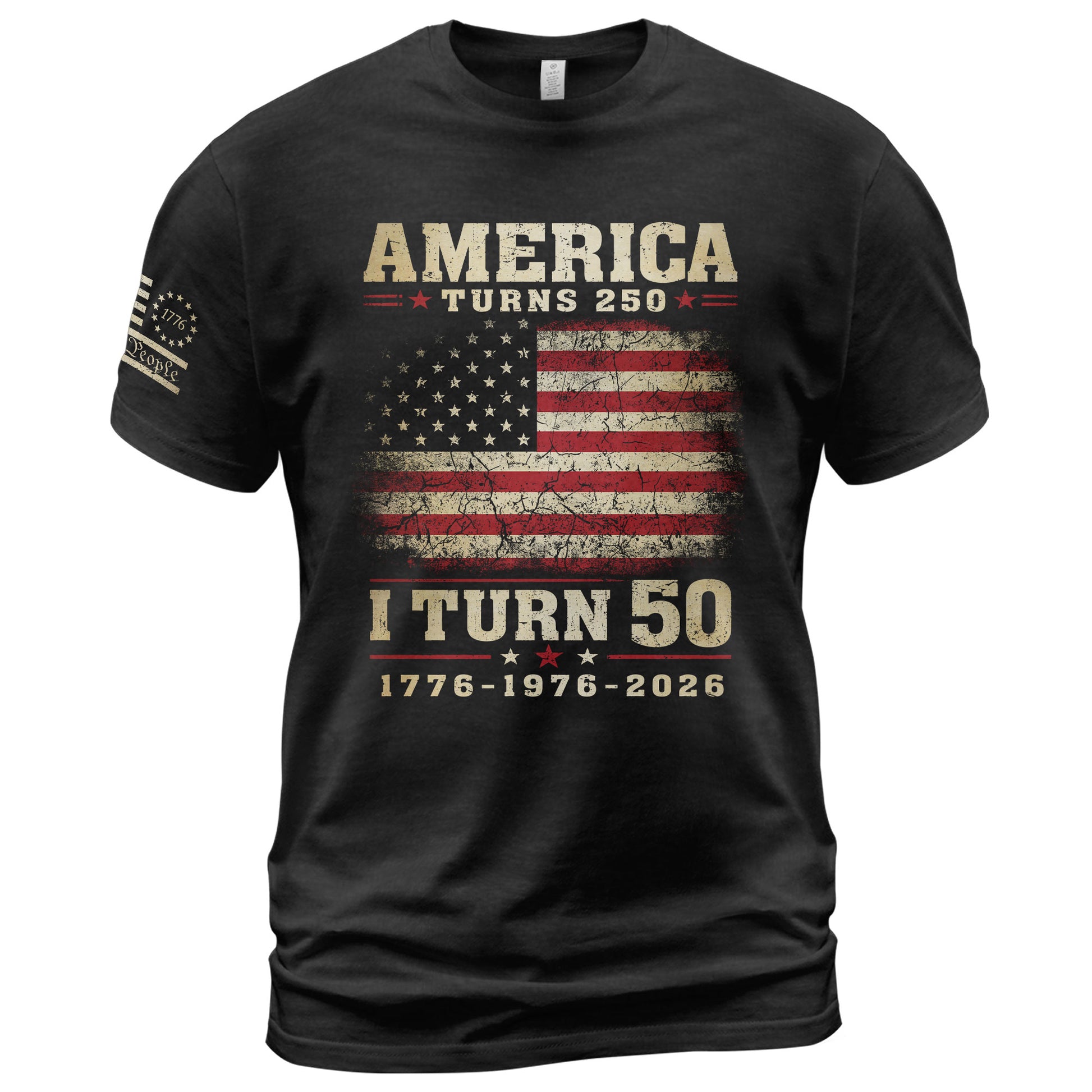 Patriotic 1776 2026 Birthday Tee Celebrating America Turns 250 And I Turn 50 Graphic Shirt - Rust Field Wear