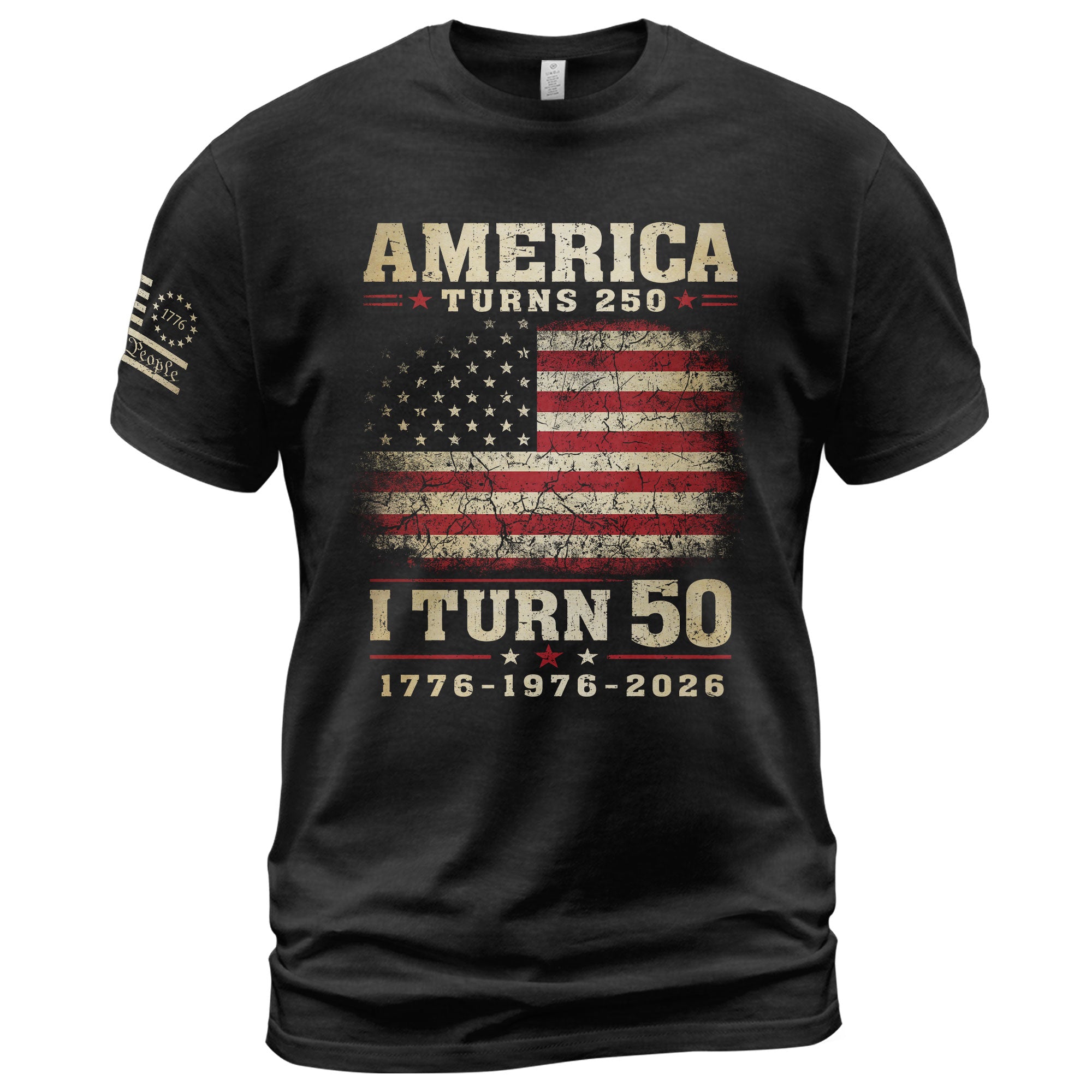 Patriotic 1776 2026 Birthday Tee Celebrating America Turns 250 And I Turn 50 Graphic Shirt - Rust Field Wear
