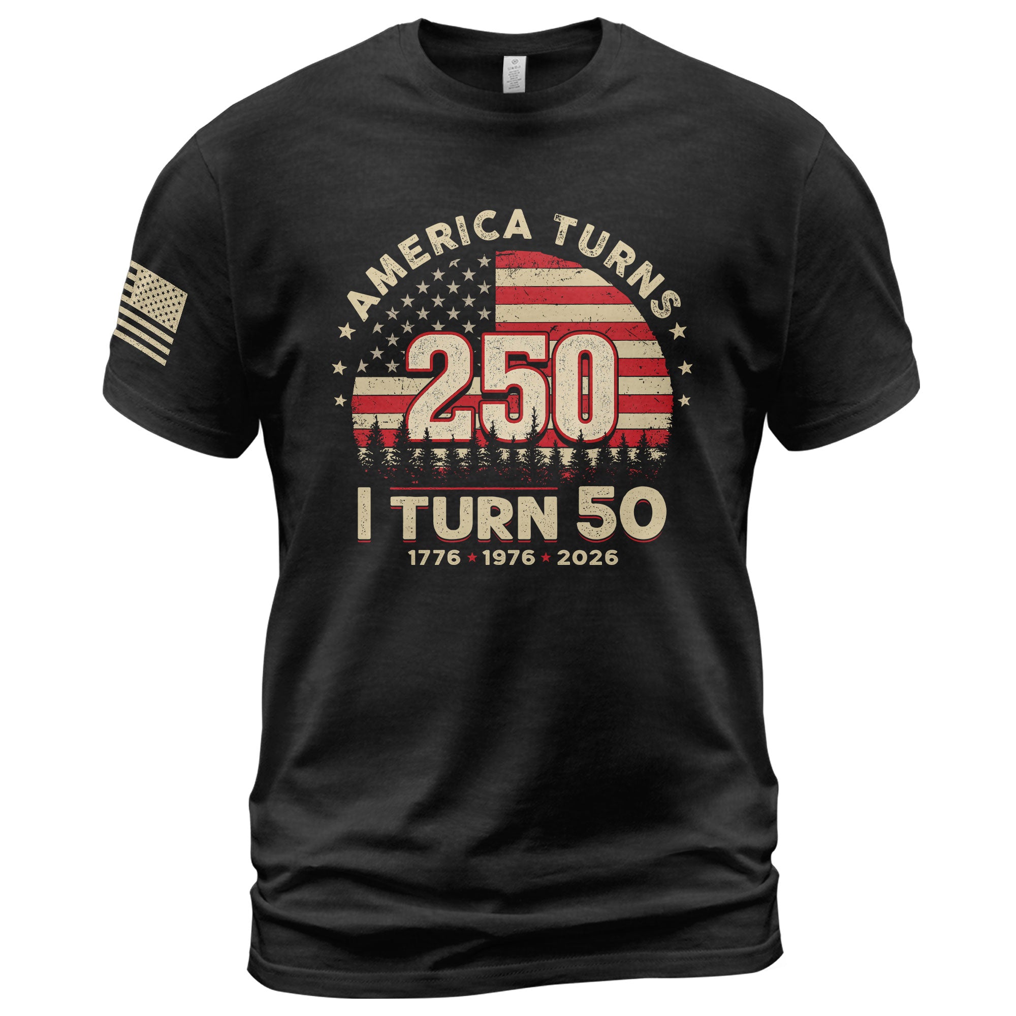 Awesome 1776 2026 Birthday Shirt America Turns 250 And I Turn 50 Patriotic Graphic Tee - Rust Field Wear
