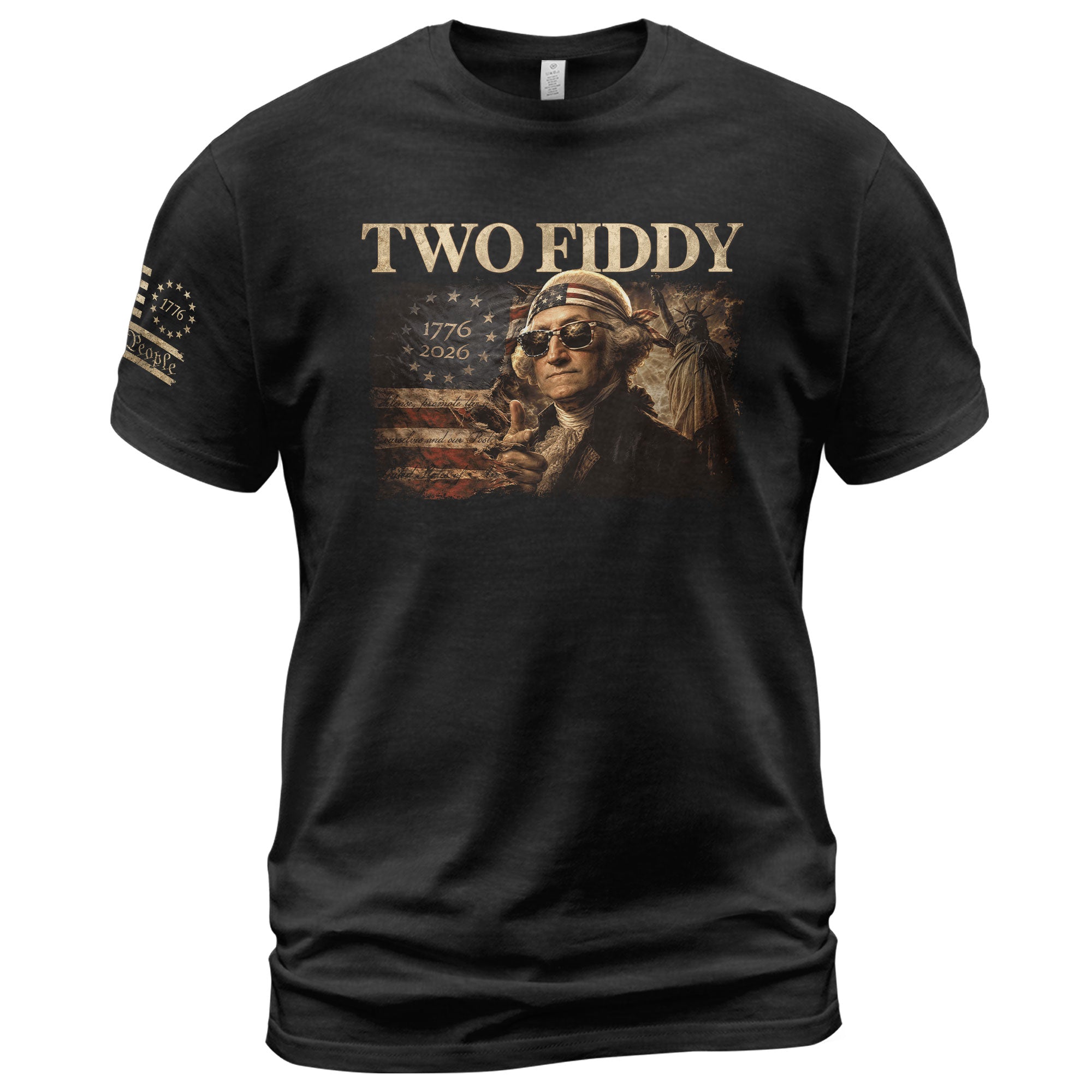 Two Fiddy George Washington 1776 2026 Patriotic Graphic Tee American Heritage Shirt - Rust Field Wear