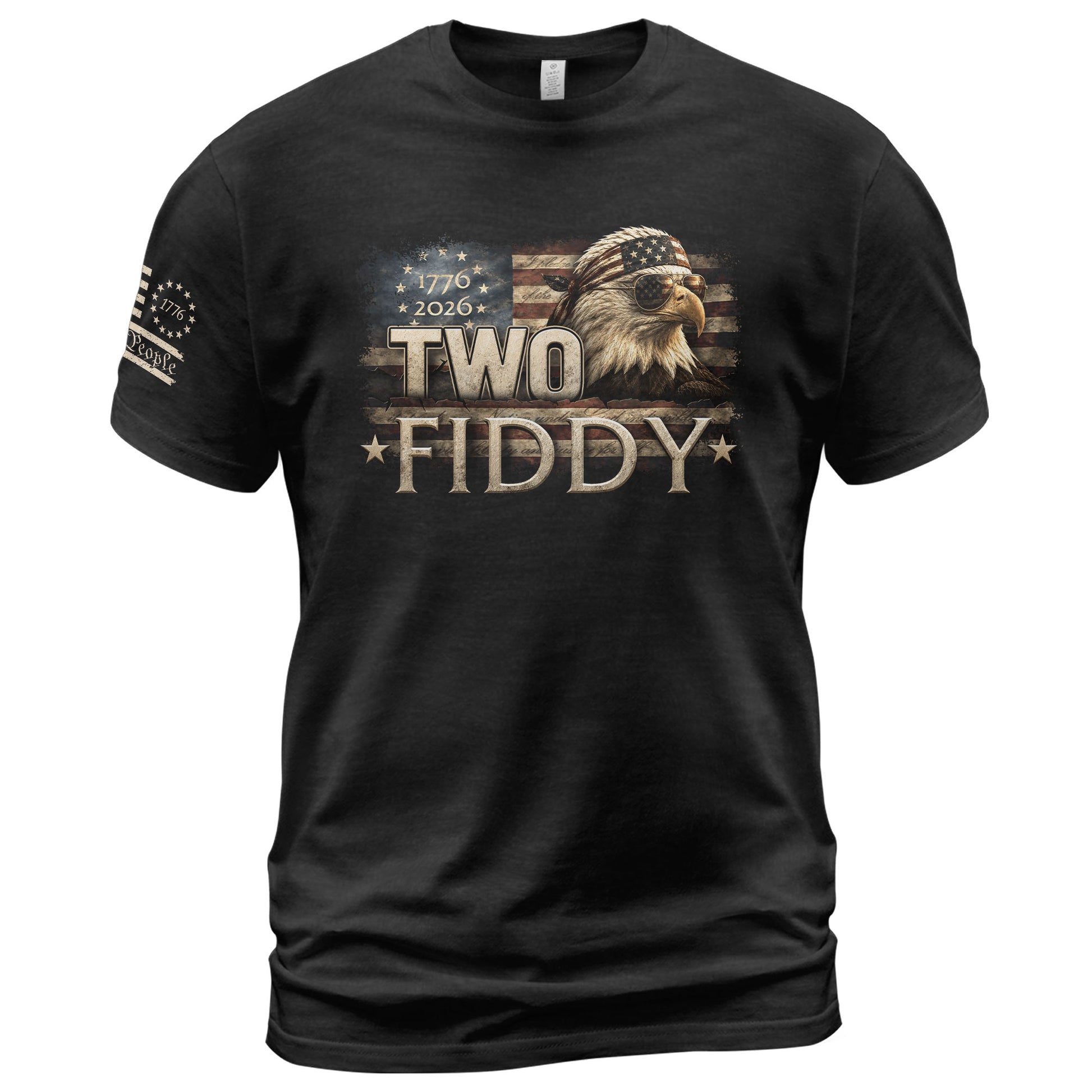 Two Fiddy 1776 2026 Graphic Tee Bald Eagle Patriotic Apparel Heritage Clothing - Rust Field Wear