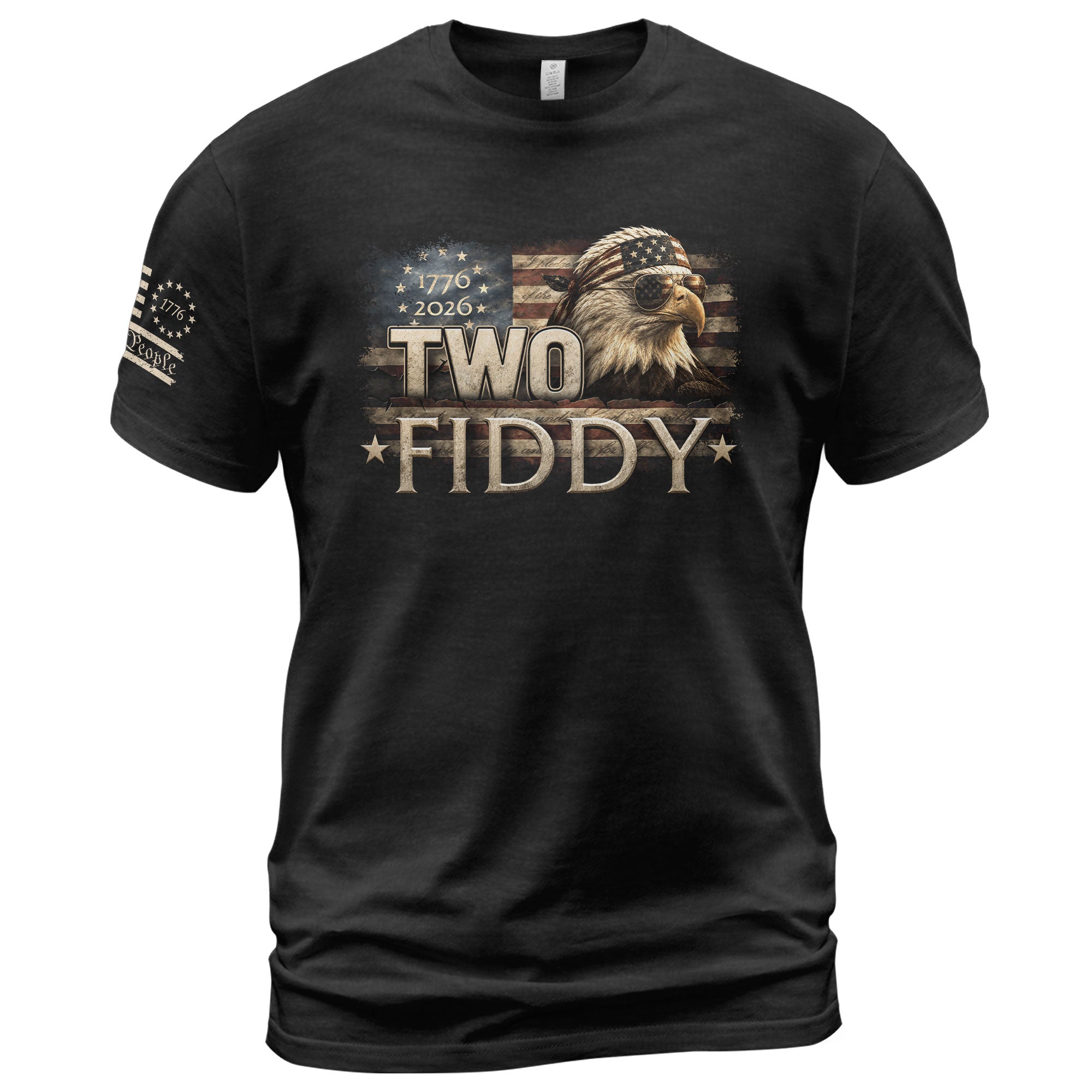 Two Fiddy 1776 2026 Graphic Tee Bald Eagle Patriotic Apparel Heritage Clothing - Rust Field Wear