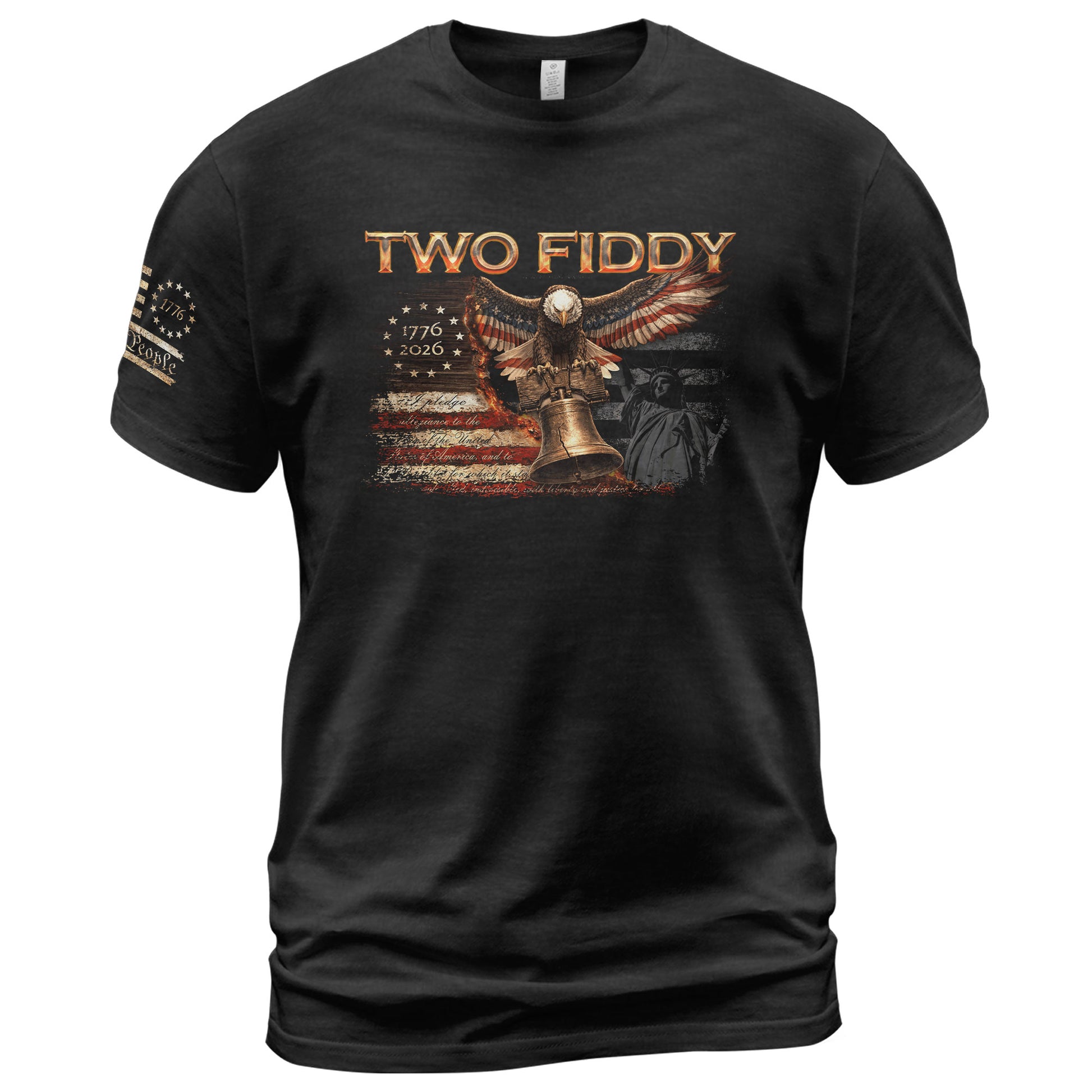 Two Fiddy 1776 2026 Patriotic Graphic Tee Eagle And Liberty Bell Heritage Style Shirt - Rust Field Wear
