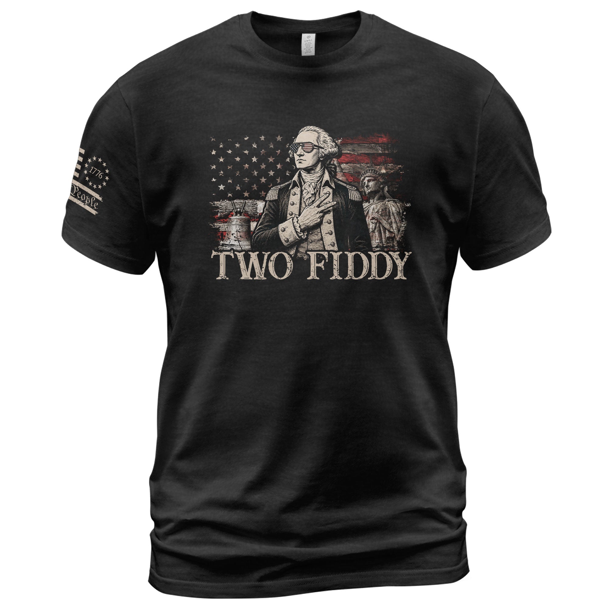 Two Fiddy George Washington Patriotic Graphic Tee American Heritage Style Apparel Shirt - Rust Field Wear