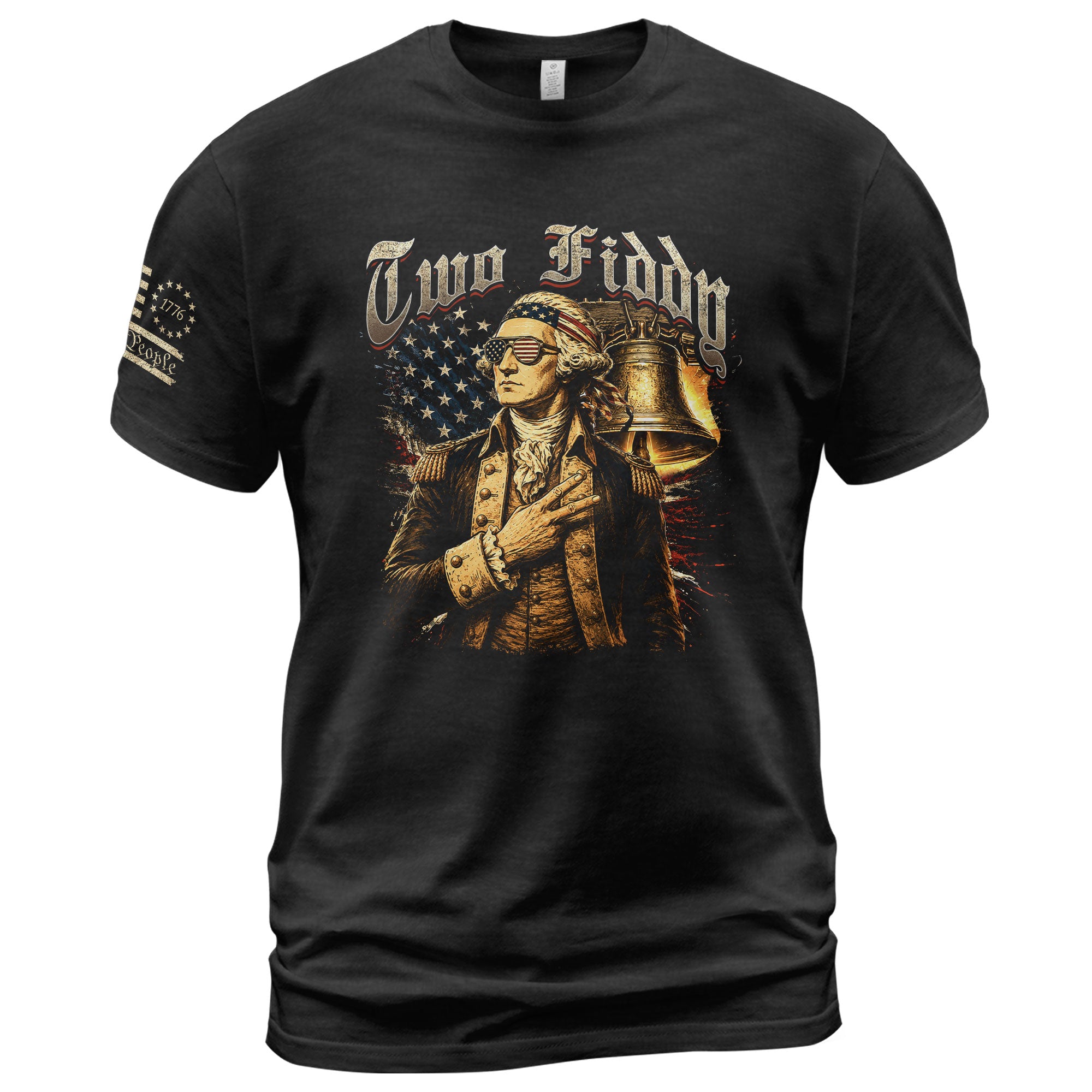 Two Fiddy George Washington Patriotic Graphic Tee Liberty Bell Heritage Style Shirt - Rust Field Wear