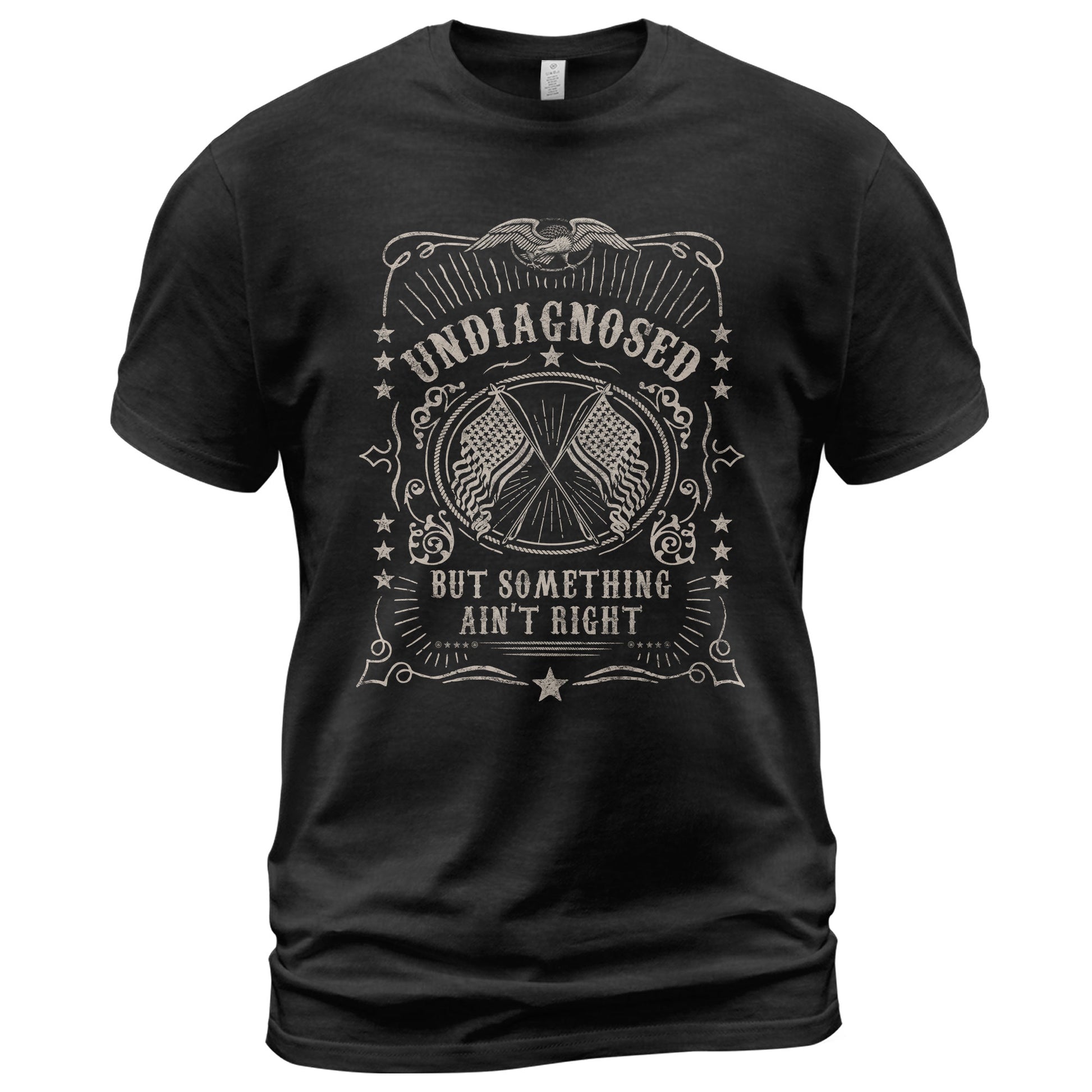 Undiagnosed But Something Ain't Right Graphic Tee Vintage Eagle Flag Patriotic Shirt - Rust Field Wear
