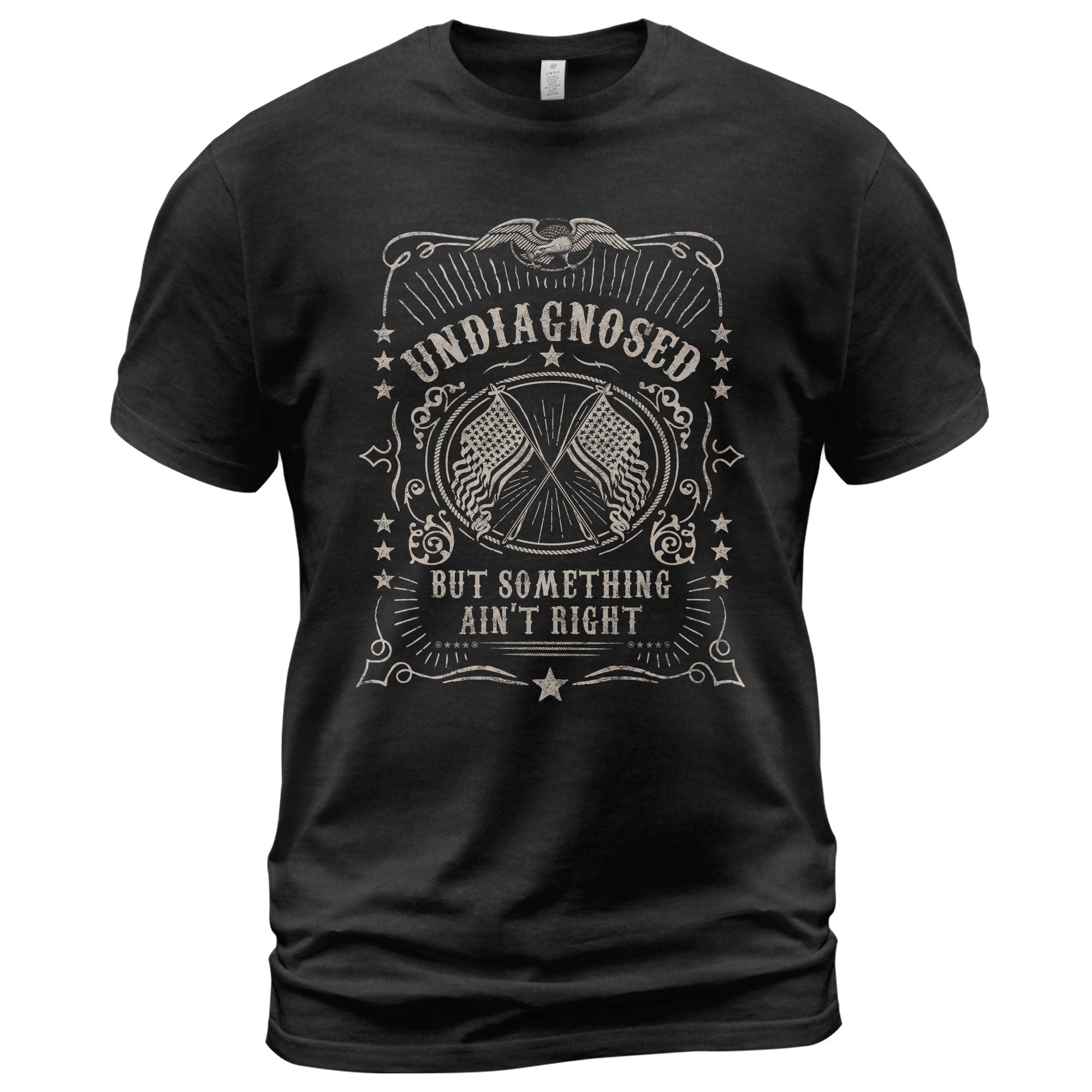 Undiagnosed But Something Ain't Right Graphic Tee Vintage Eagle Flag Patriotic Shirt - Rust Field Wear