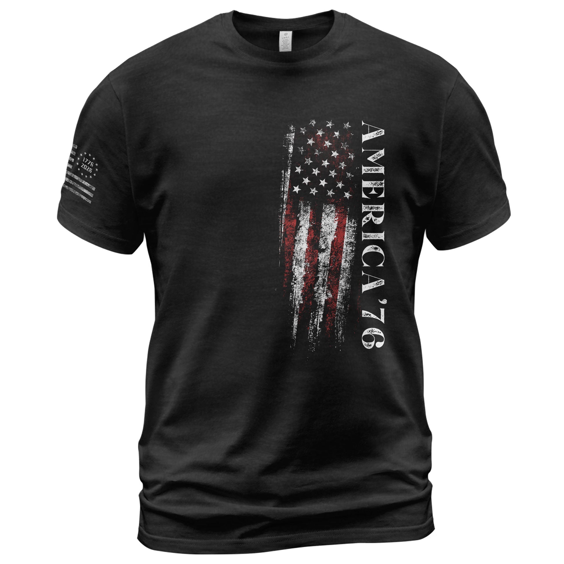 America '76 Graphic T Shirt Patriotic Vertical Flag Design Casual Mens Statement Shirt - Rust Field Wear