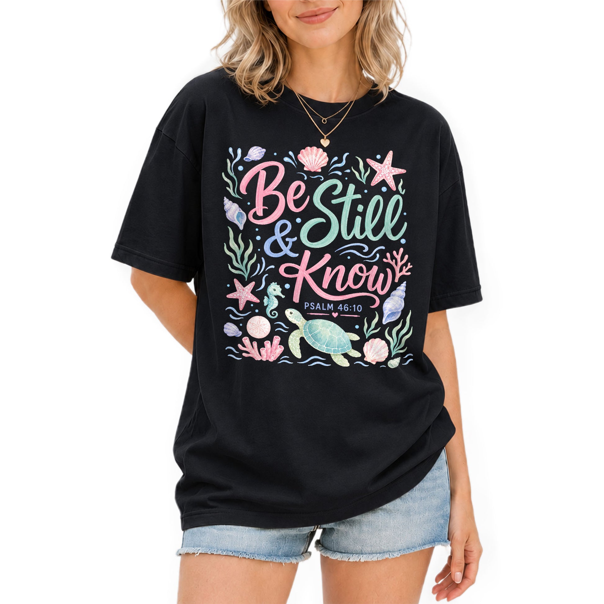 Be Still And Know Shirt Sea Turtle Ocean Beach Christian Psalm 46 10 Faith Graphic Tee - Rust Field Wear